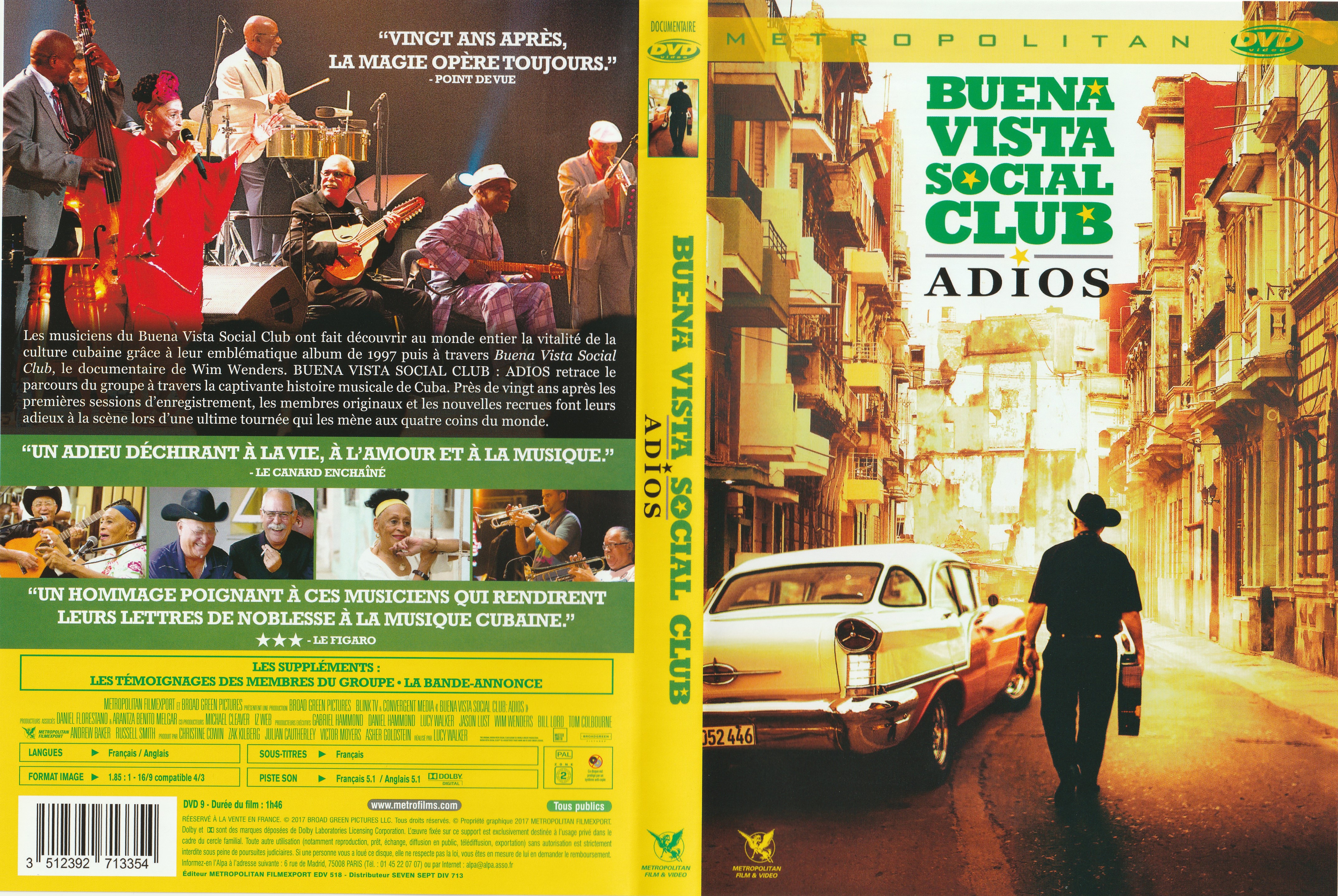 Jaquette DVD Buena vista social club adios