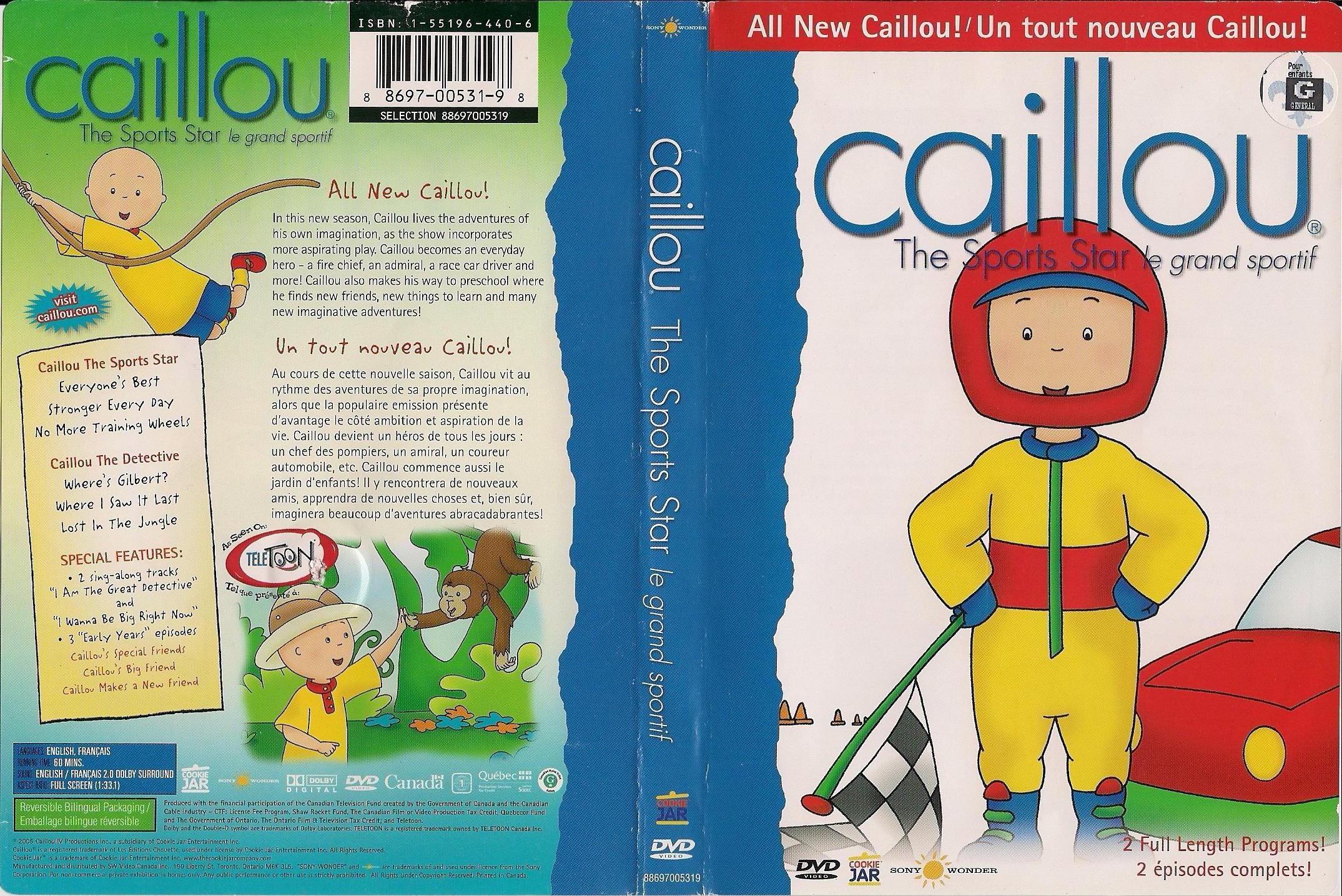 Jaquette DVD Caillou le grand sportif (Canadienne)