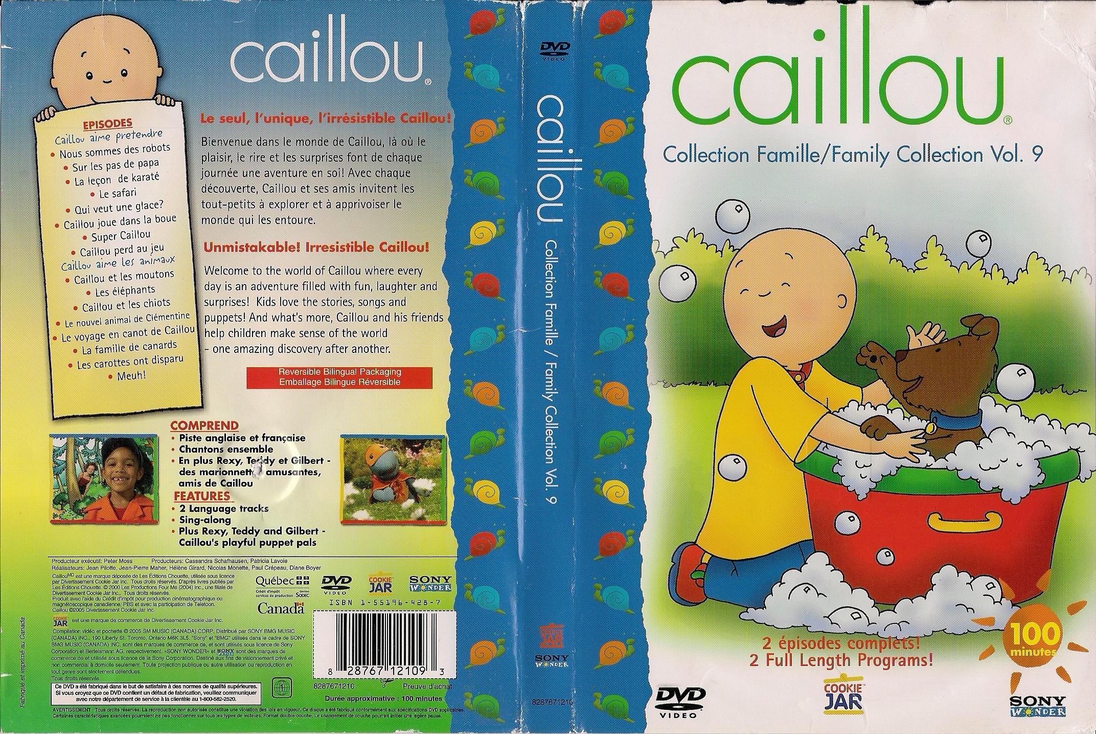 Jaquette DVD Caillou vol 9 (Canadienne)