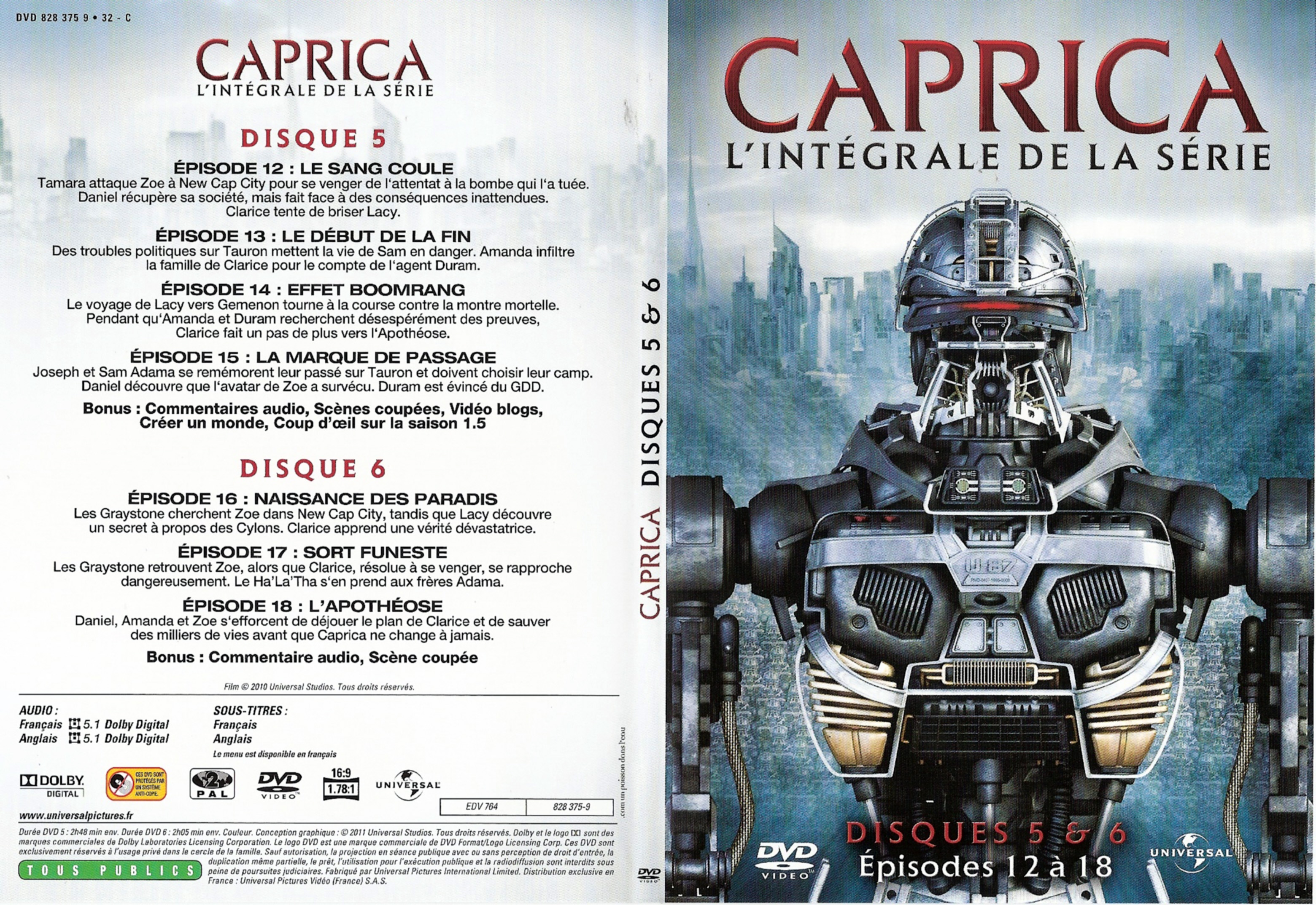 Jaquette DVD Caprica DVD 3