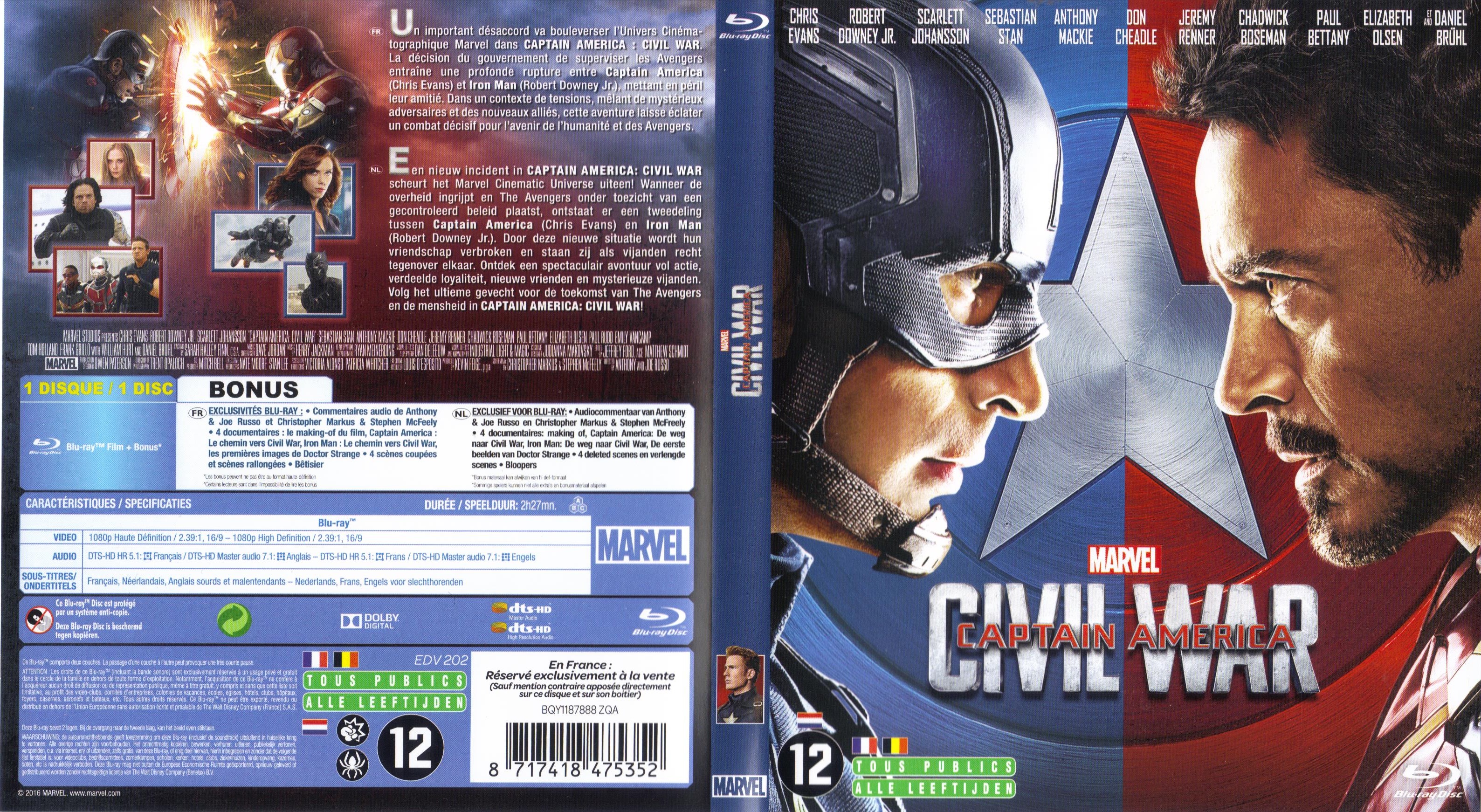Jaquette DVD Captain America Civil War (BLU-RAY) v2