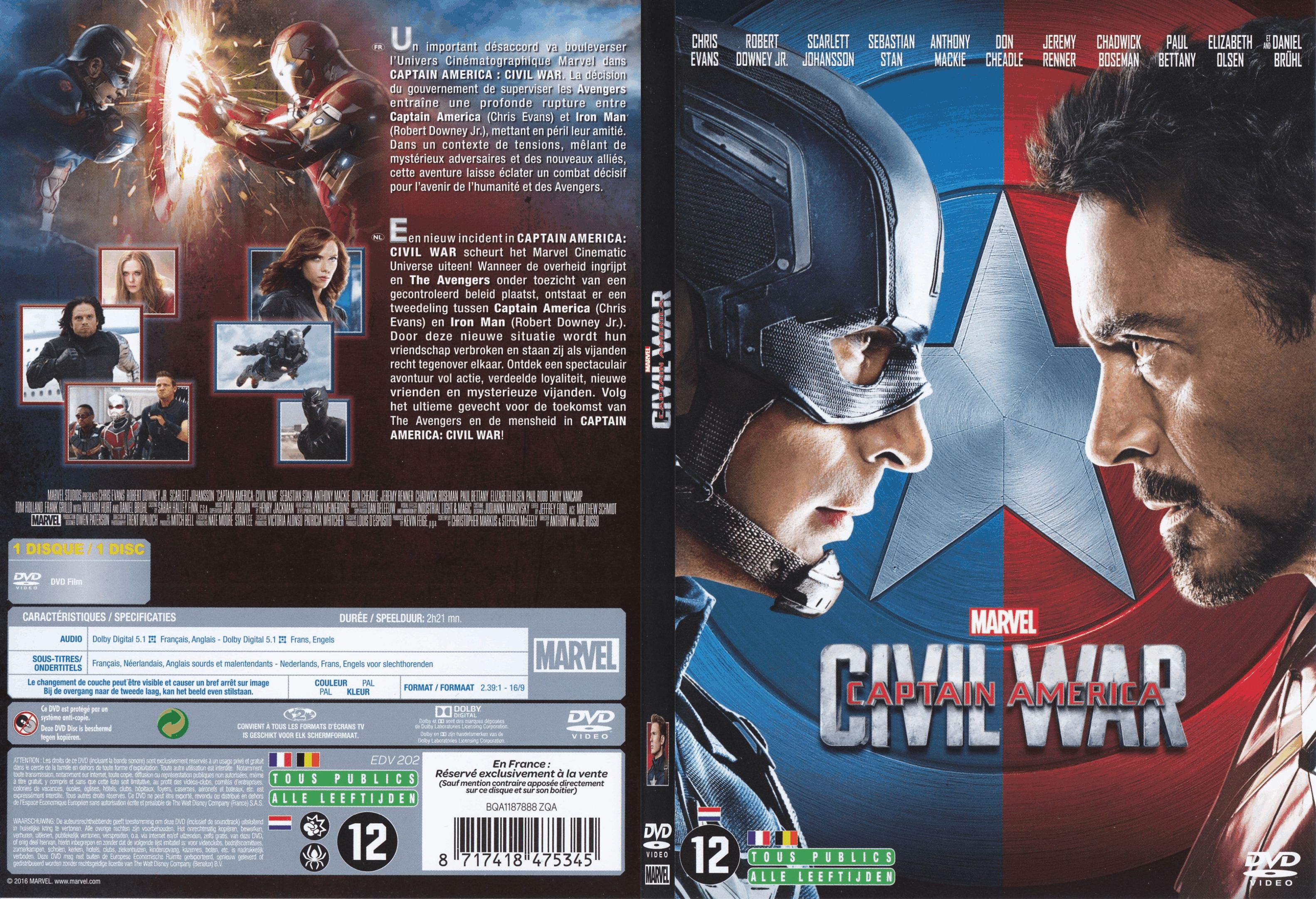 Jaquette DVD Captain America: Civil War - SLIM