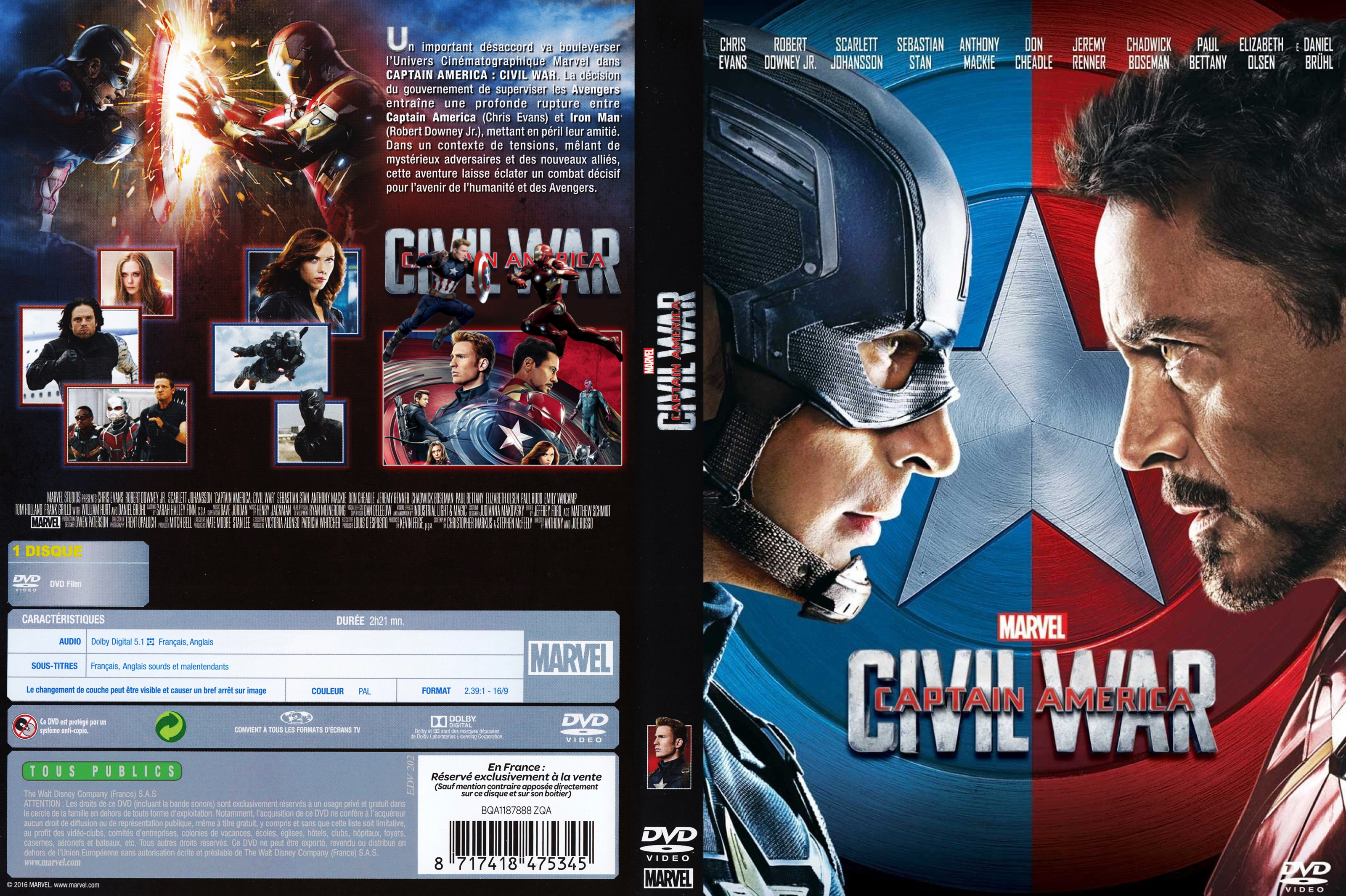 Jaquette DVD Captain America Civil War custom