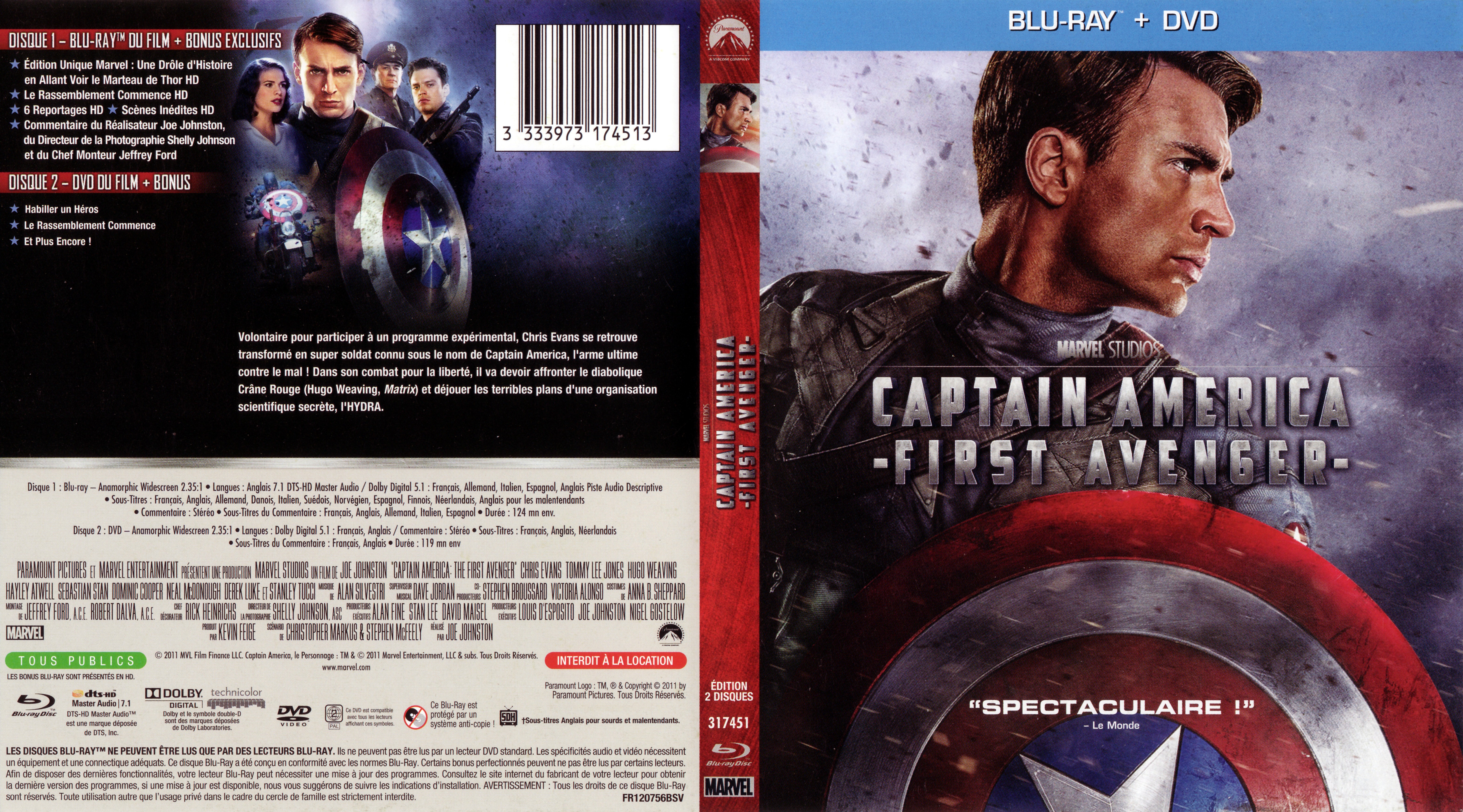 Jaquette DVD Captain America First Avenger (BLU-RAY)