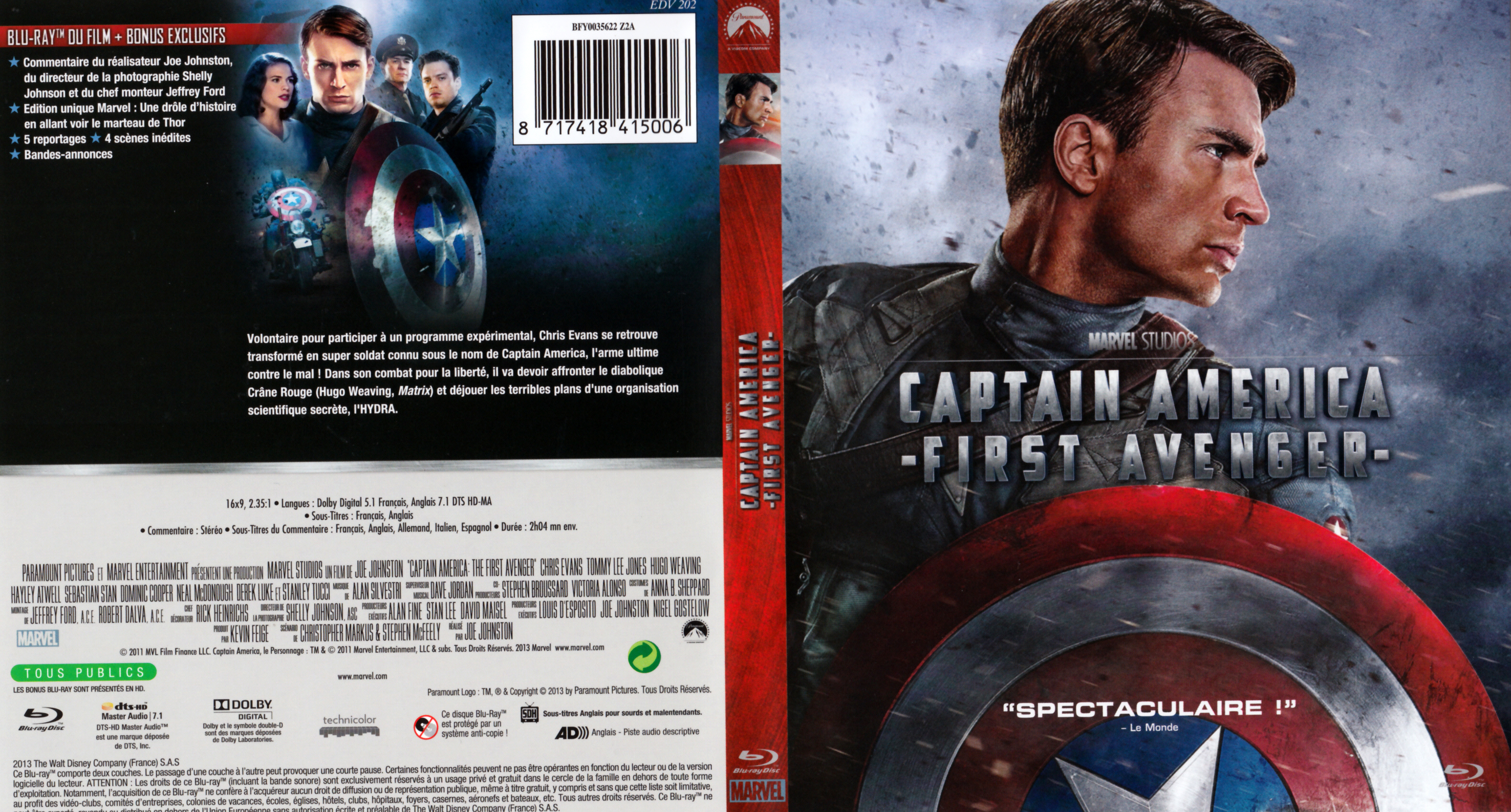 Jaquette DVD Captain America First Avenger (BLU-RAY) v2