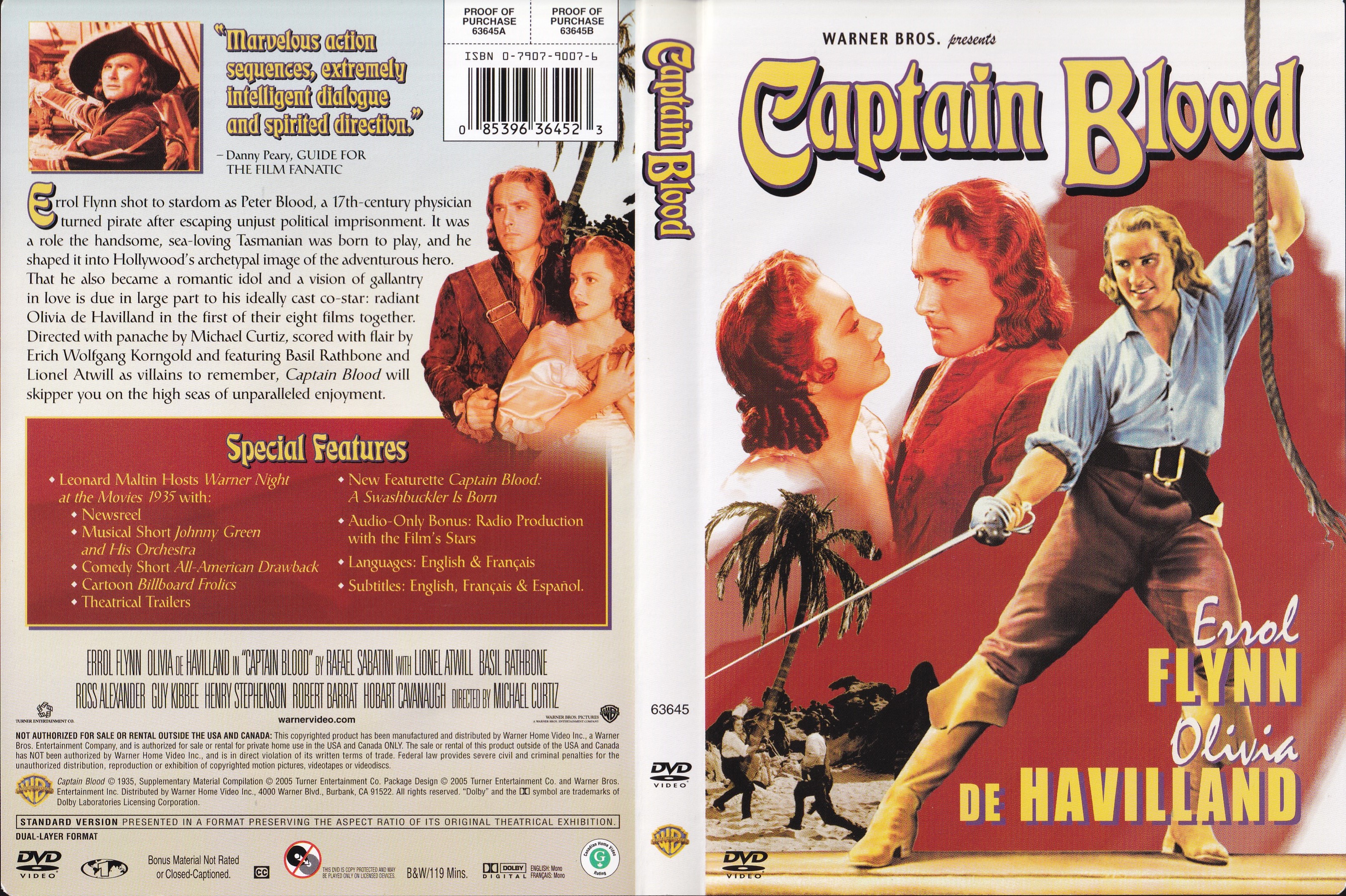 Jaquette DVD Captain Blood ZONE 1