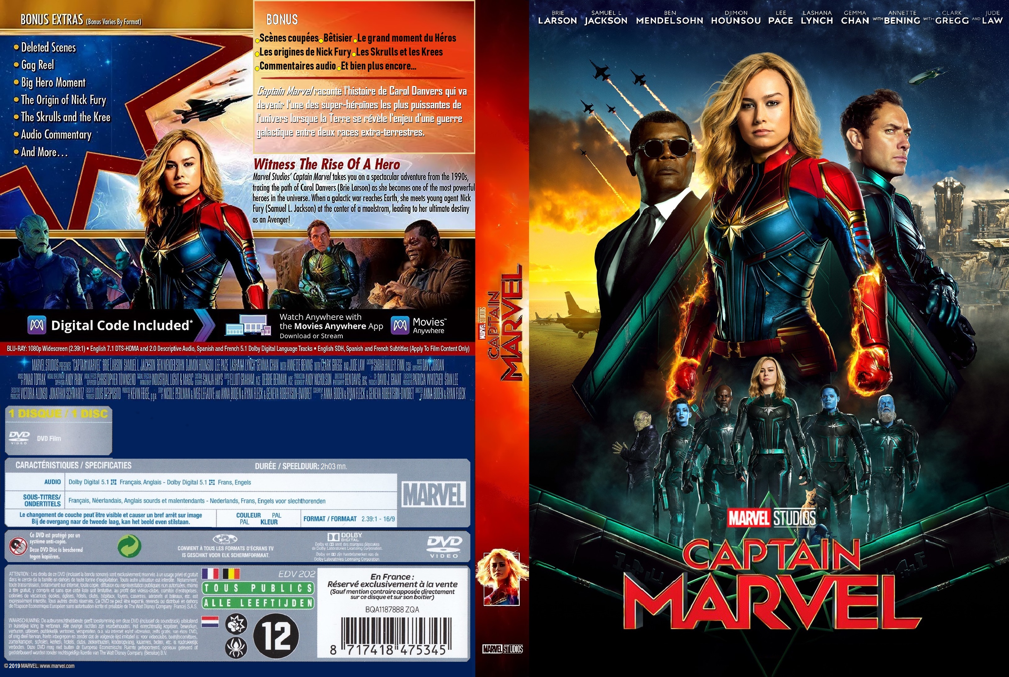 Films De La Série Captain Marvel Film Series Jaquette DVD de Captain Marvel custom - Cinéma Passion
