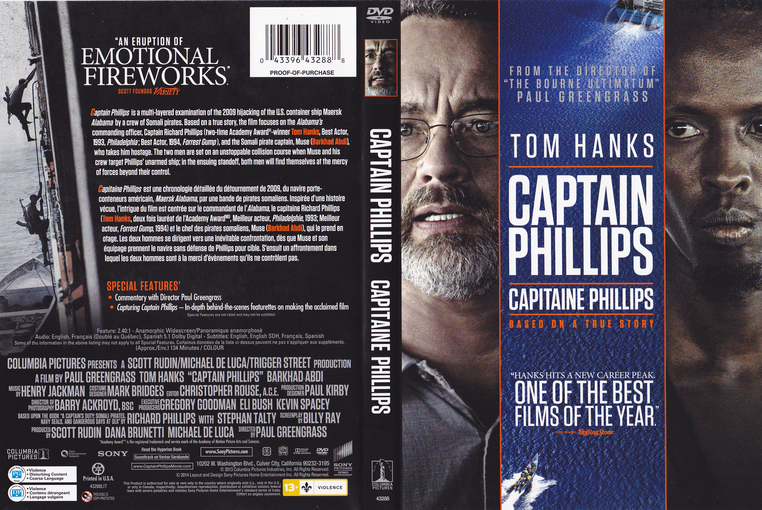 Jaquette DVD Captain Phillips - Capitaine Phillips (Canadienne)