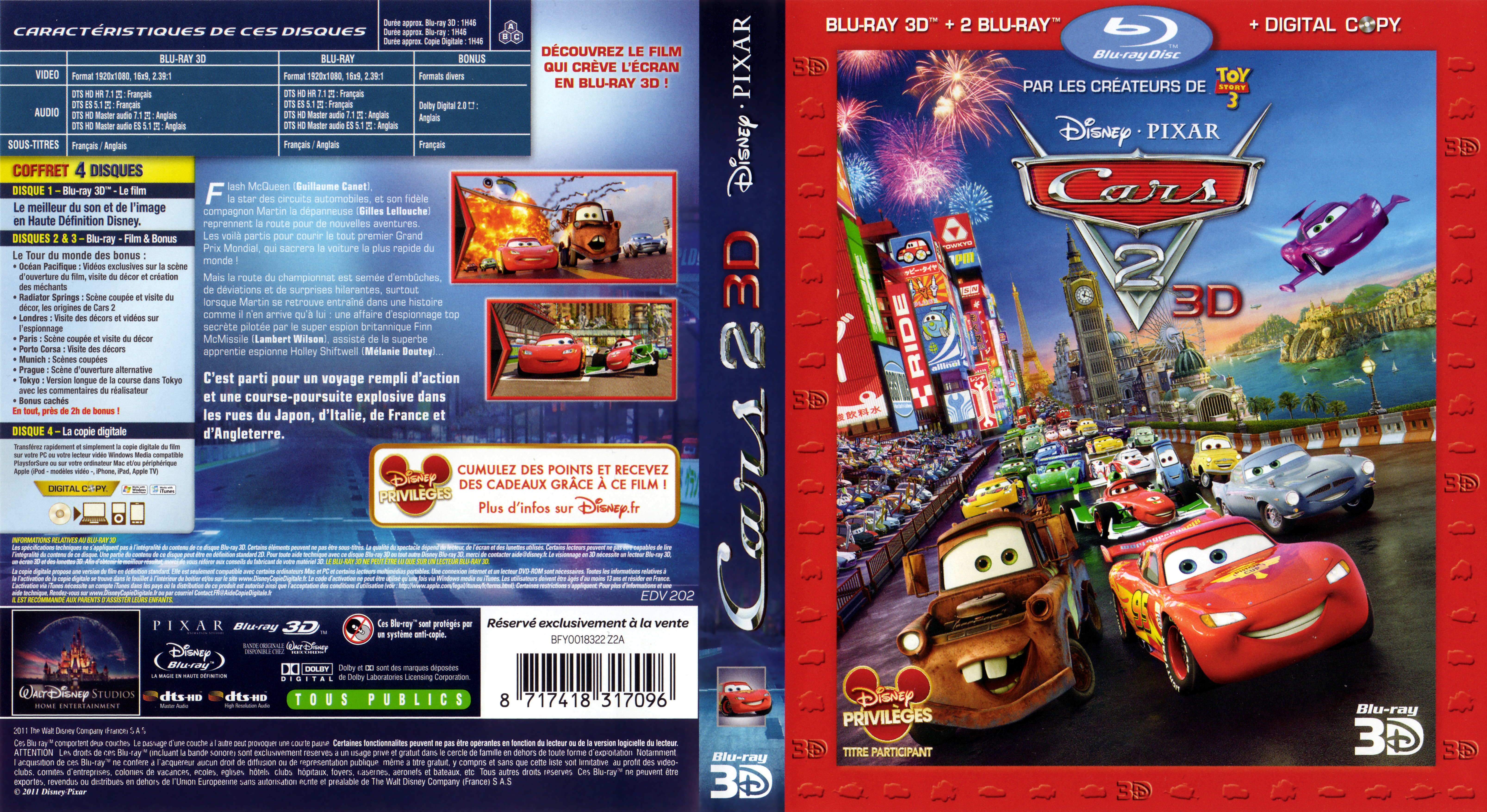 Jaquette DVD Cars 2 3D (BLU-RAY)