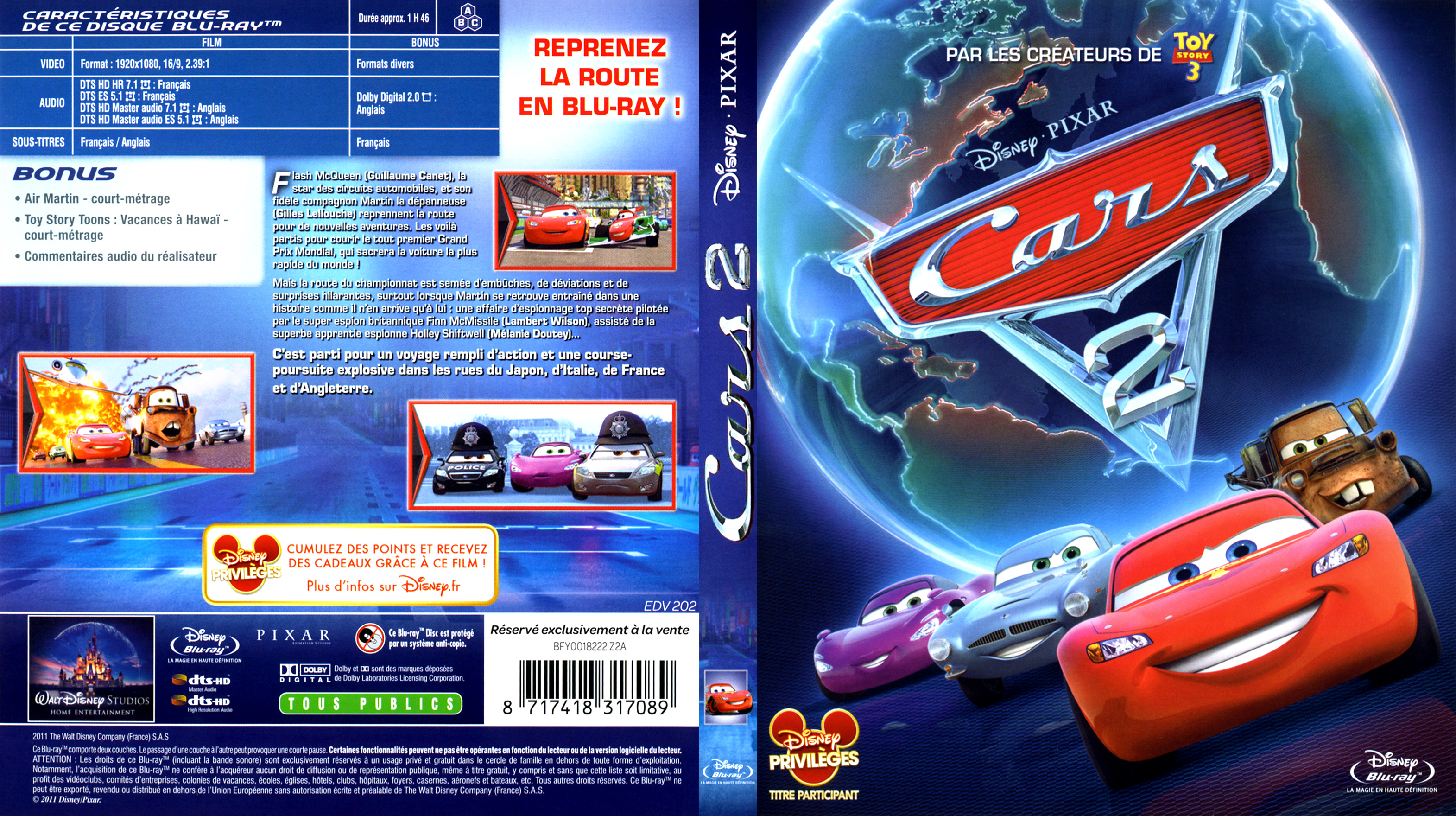 Jaquette DVD Cars 2 (BLU-RAY)