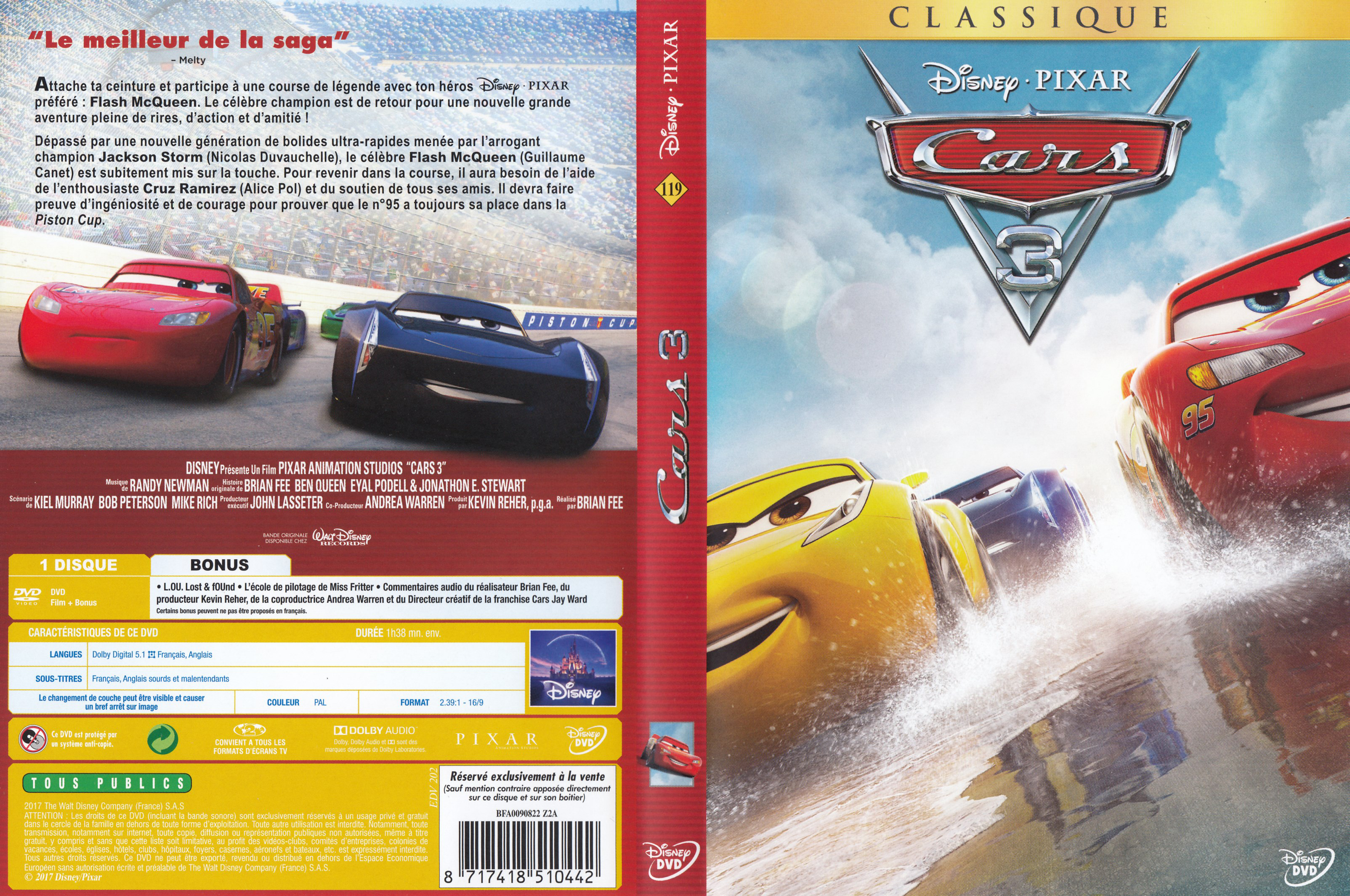 Jaquette DVD Cars 3