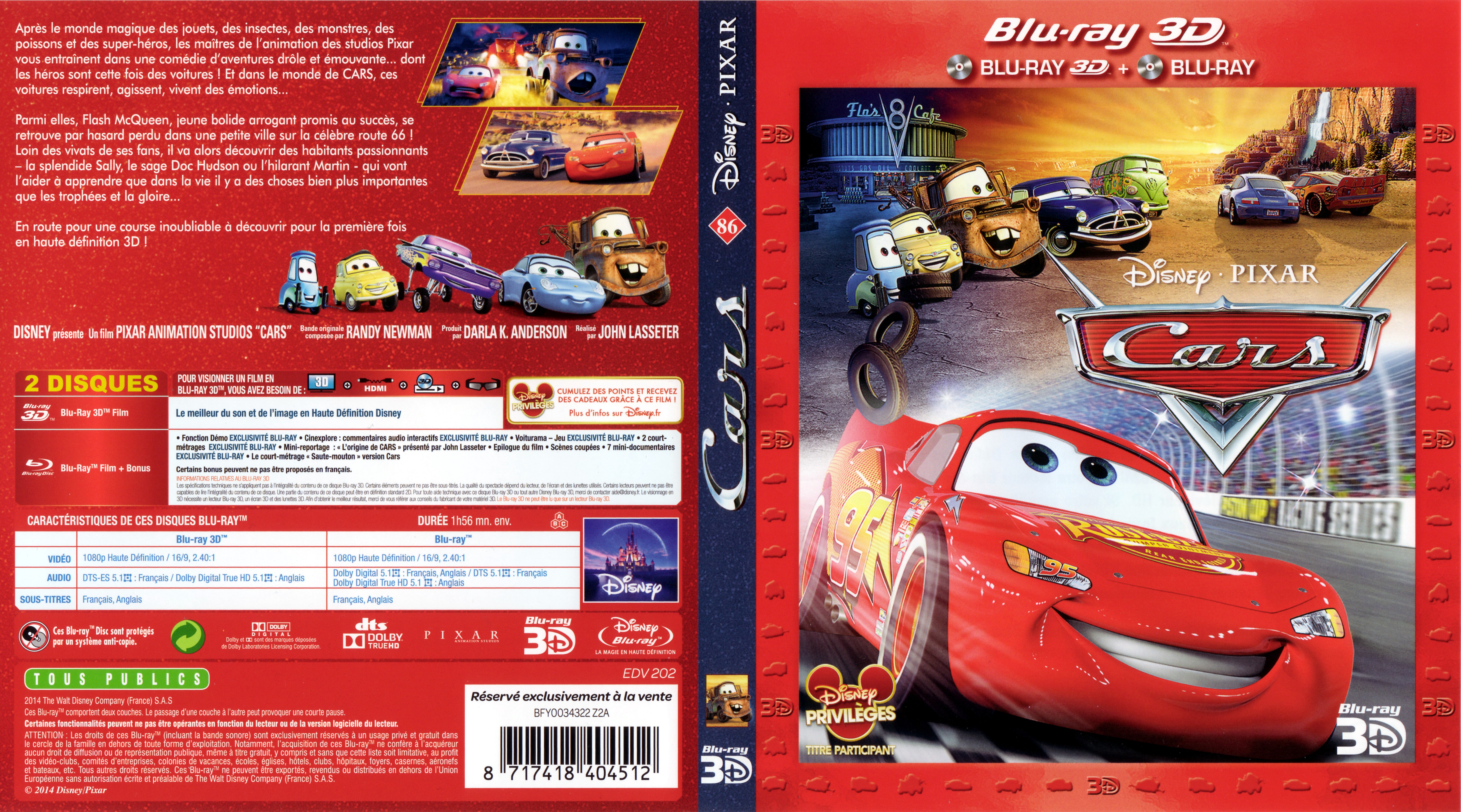Jaquette DVD Cars 3D (BLU-RAY)
