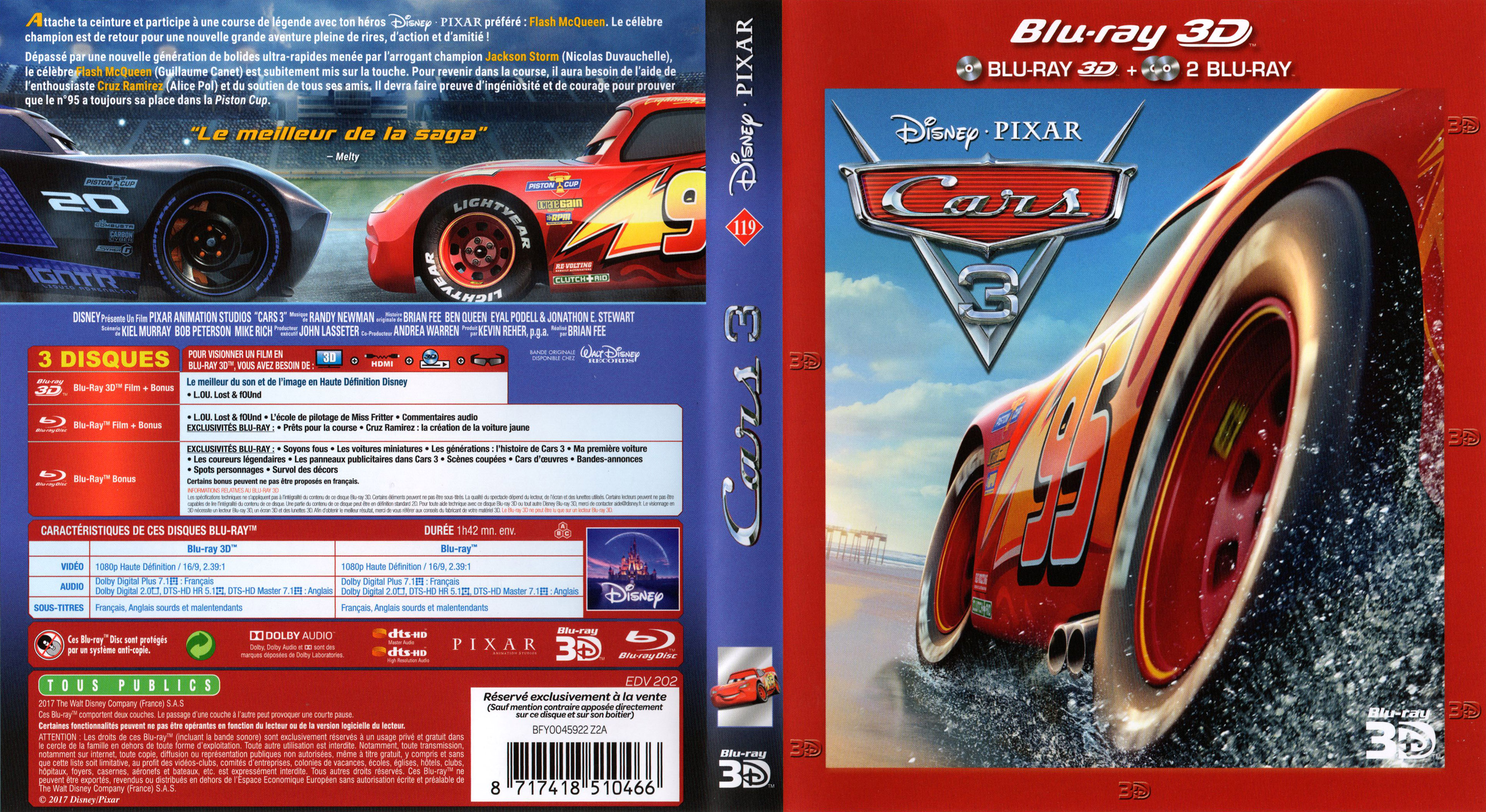 Jaquette DVD Cars 3 3D (BLU-RAY) v2