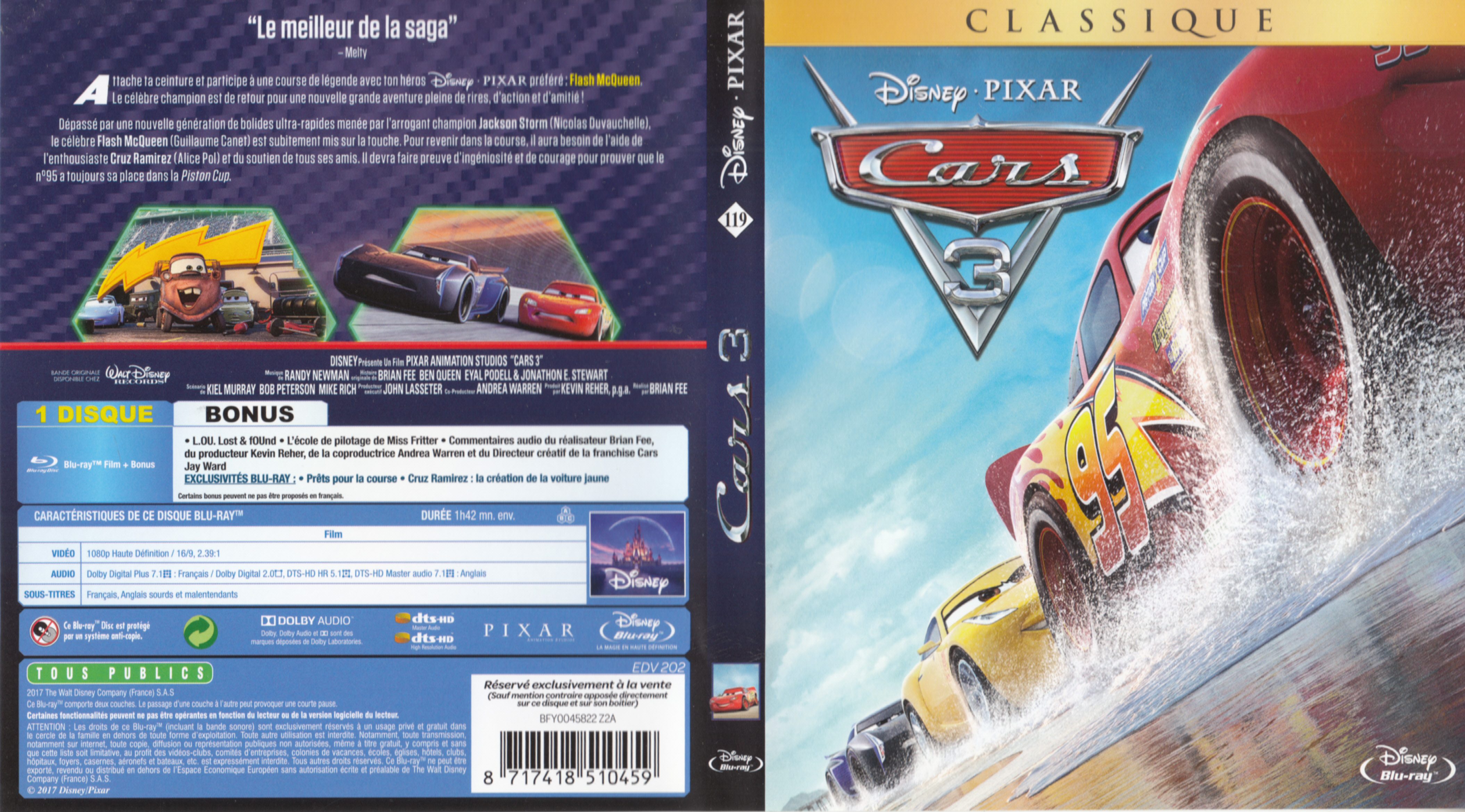 Jaquette DVD Cars 3 (BLU-RAY)