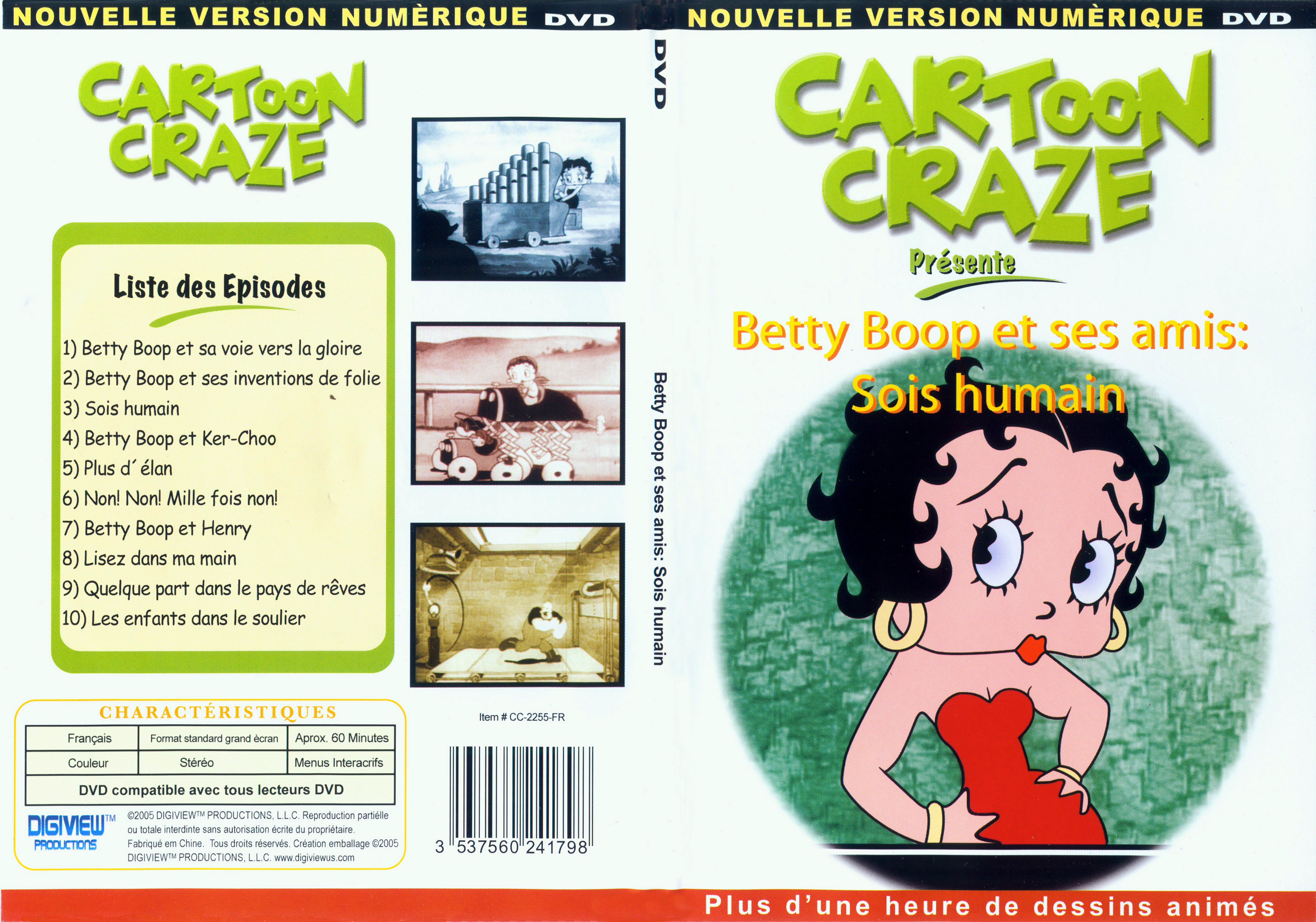 Jaquette DVD Cartoon Craze - Betty Boop et ses amis sois humain