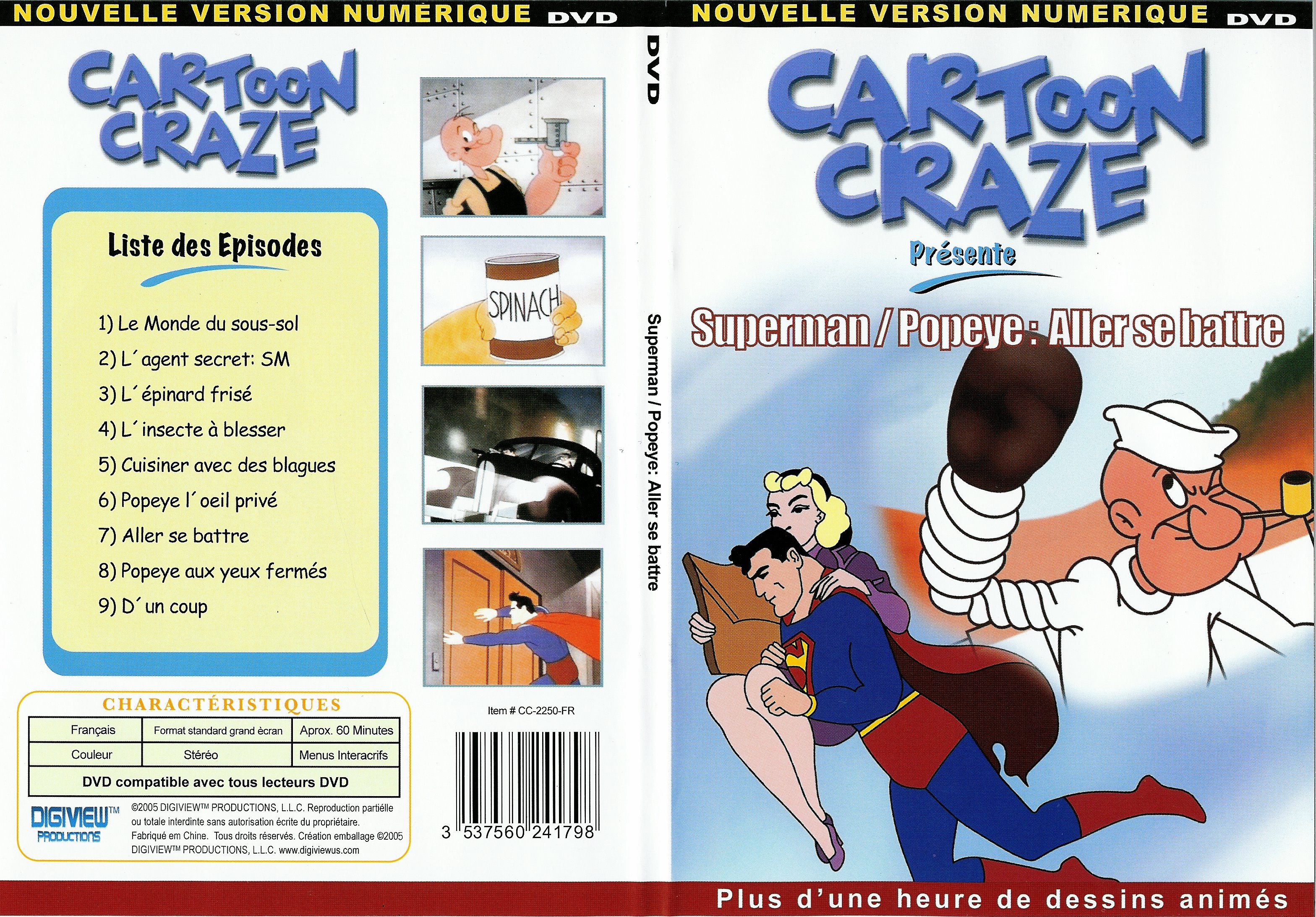 Jaquette DVD Cartoon Craze - Superman-Popeye - Aller se battre