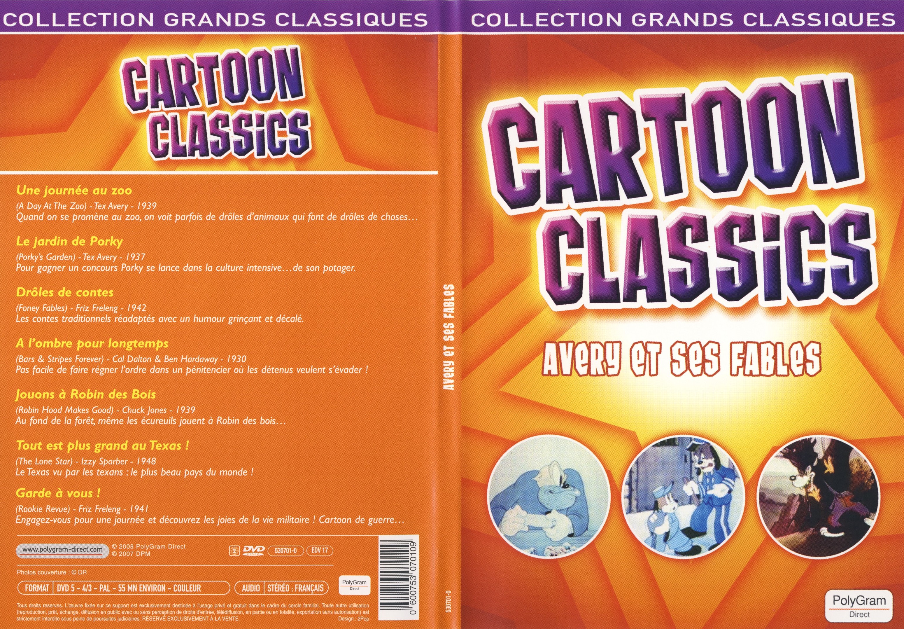 Jaquette DVD Cartoon classics - Avery et ses fables