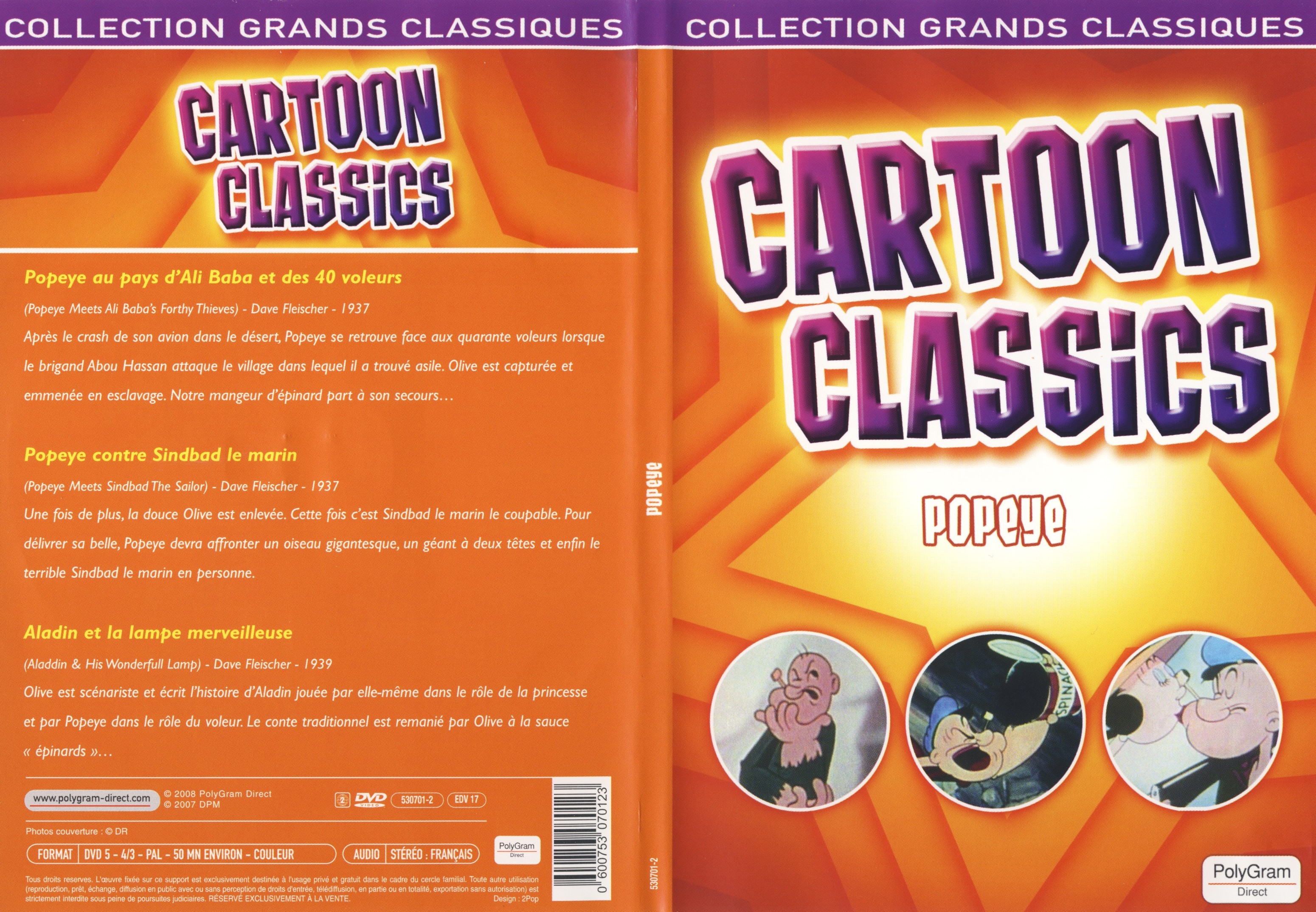 Jaquette DVD Cartoon classics - Popeye