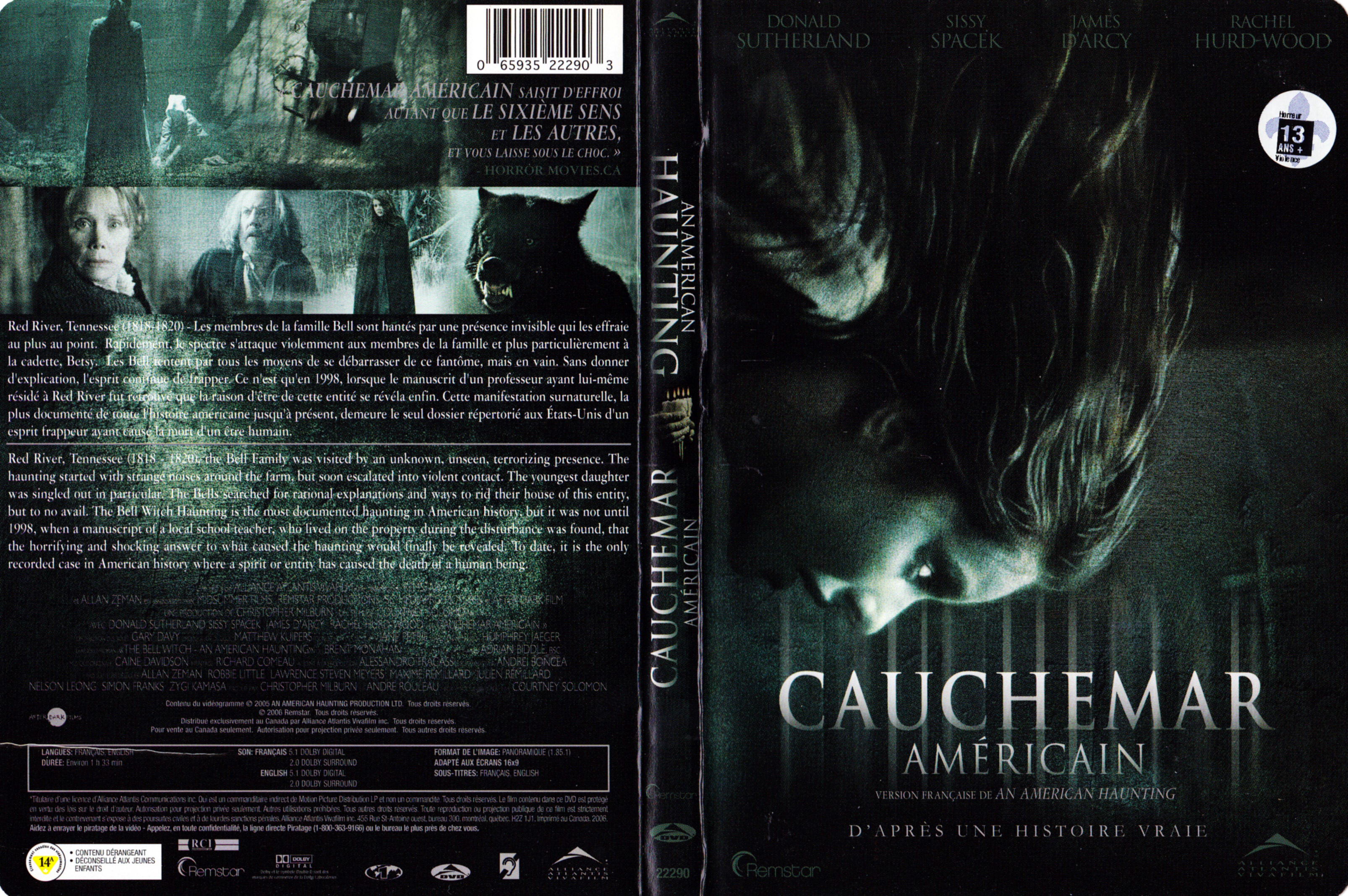 Jaquette DVD Cauchemar amricain - American Haunting (Canadienne)