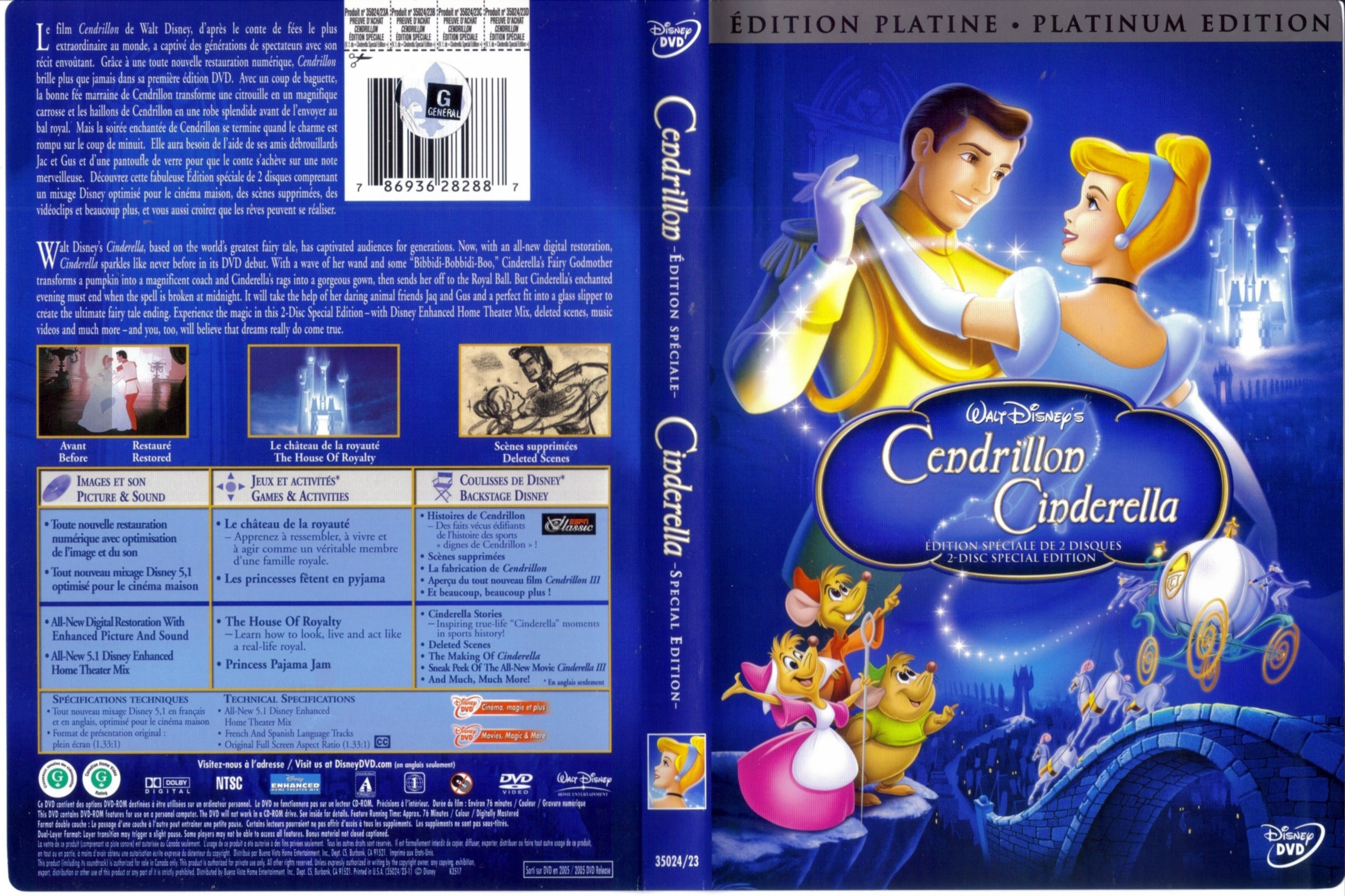 Jaquette DVD Cendrillon (Canadienne)