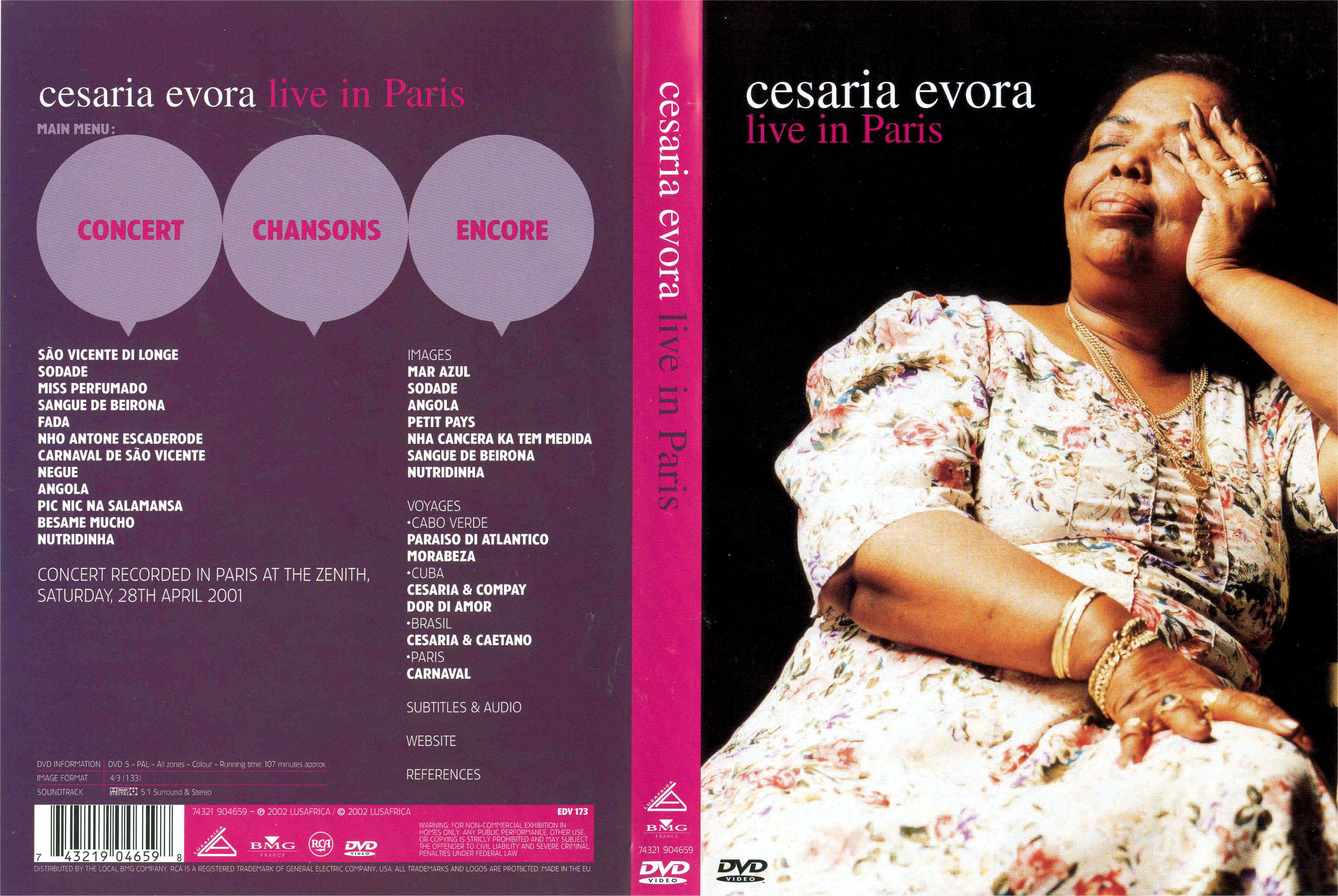 Jaquette DVD Cesaria Evora - Live  Paris