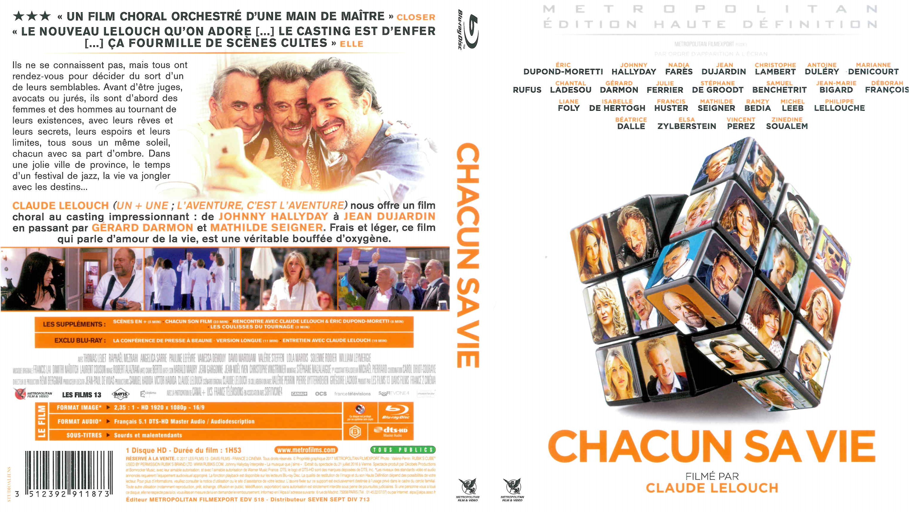 Jaquette DVD Chacun sa vie (BLU-RAY)