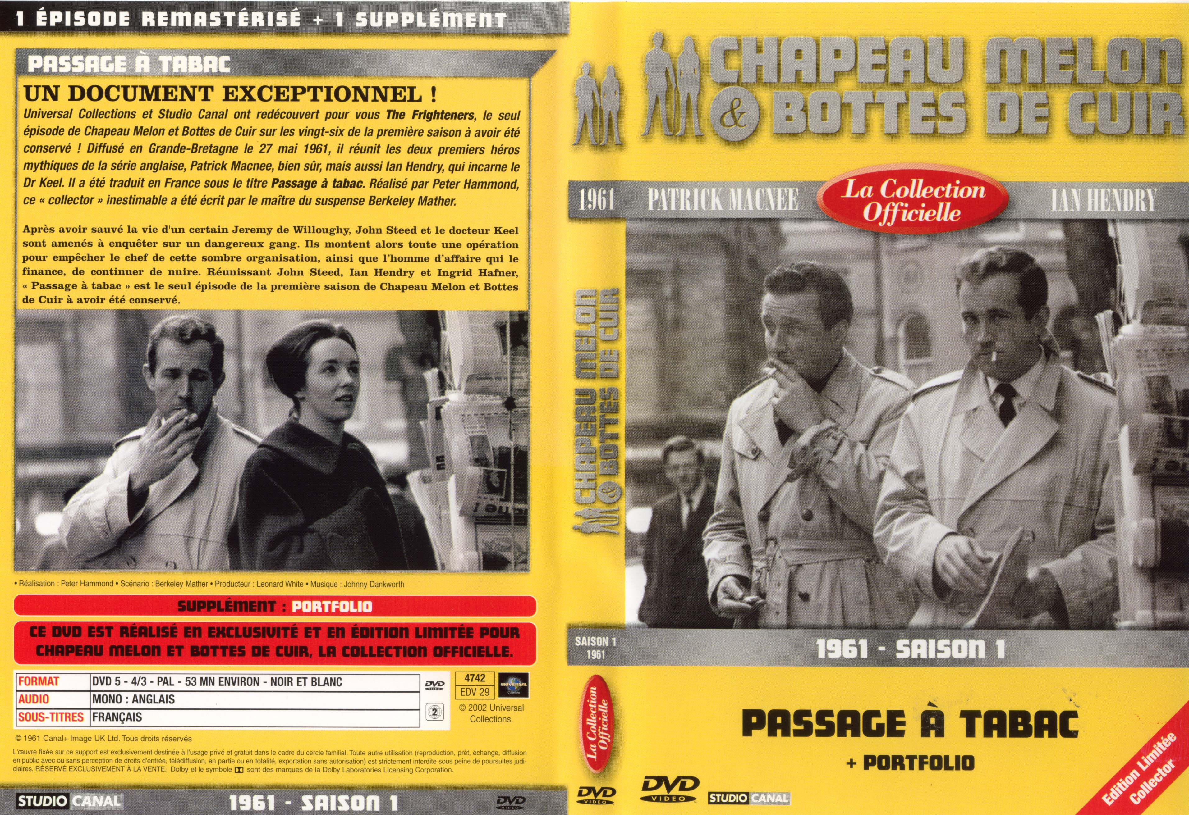 Jaquette DVD Chapeau melon et bottes de cuir 1961 saison 1