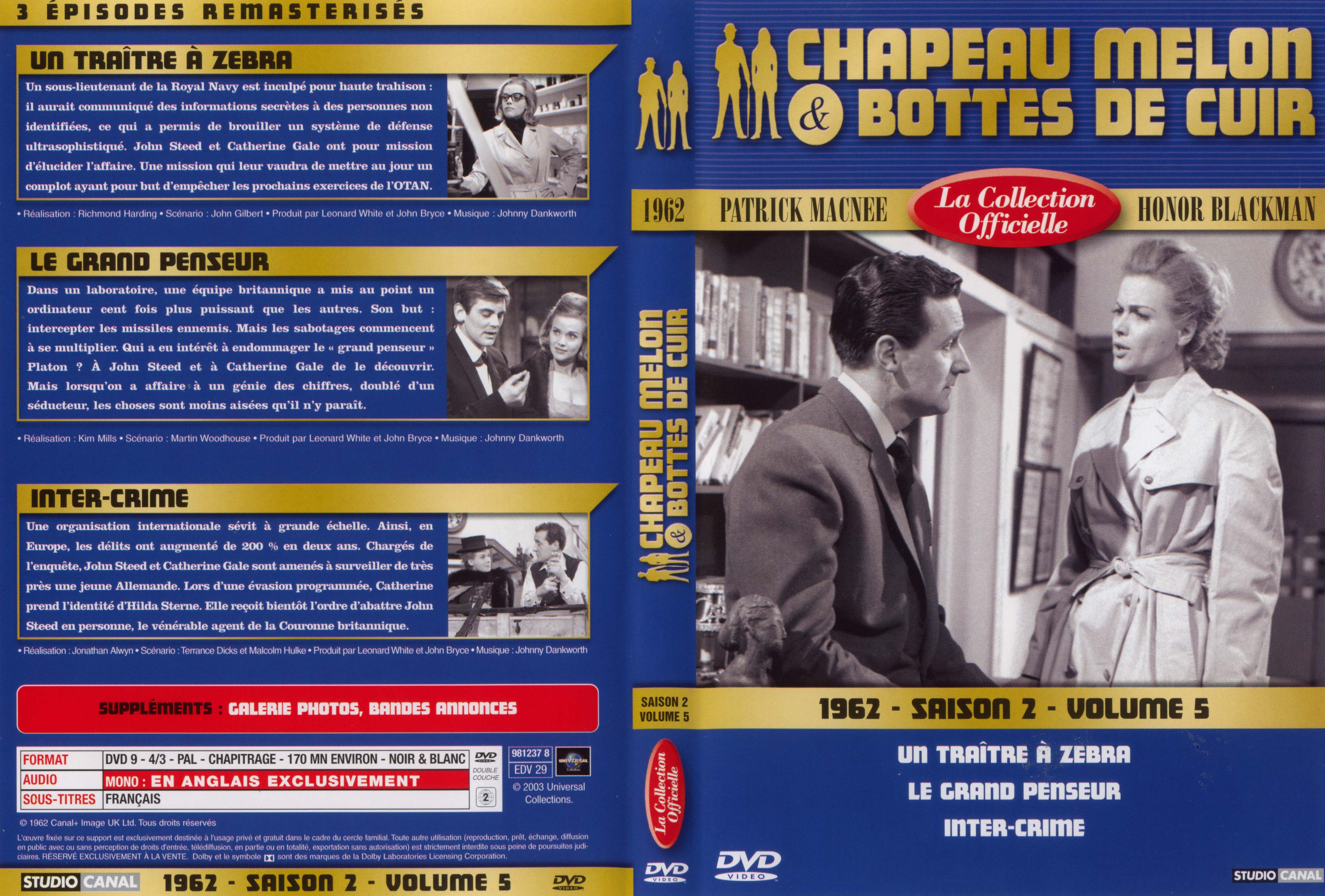 Jaquette DVD Chapeau melon et bottes de cuir 1962 saison 2 vol 5