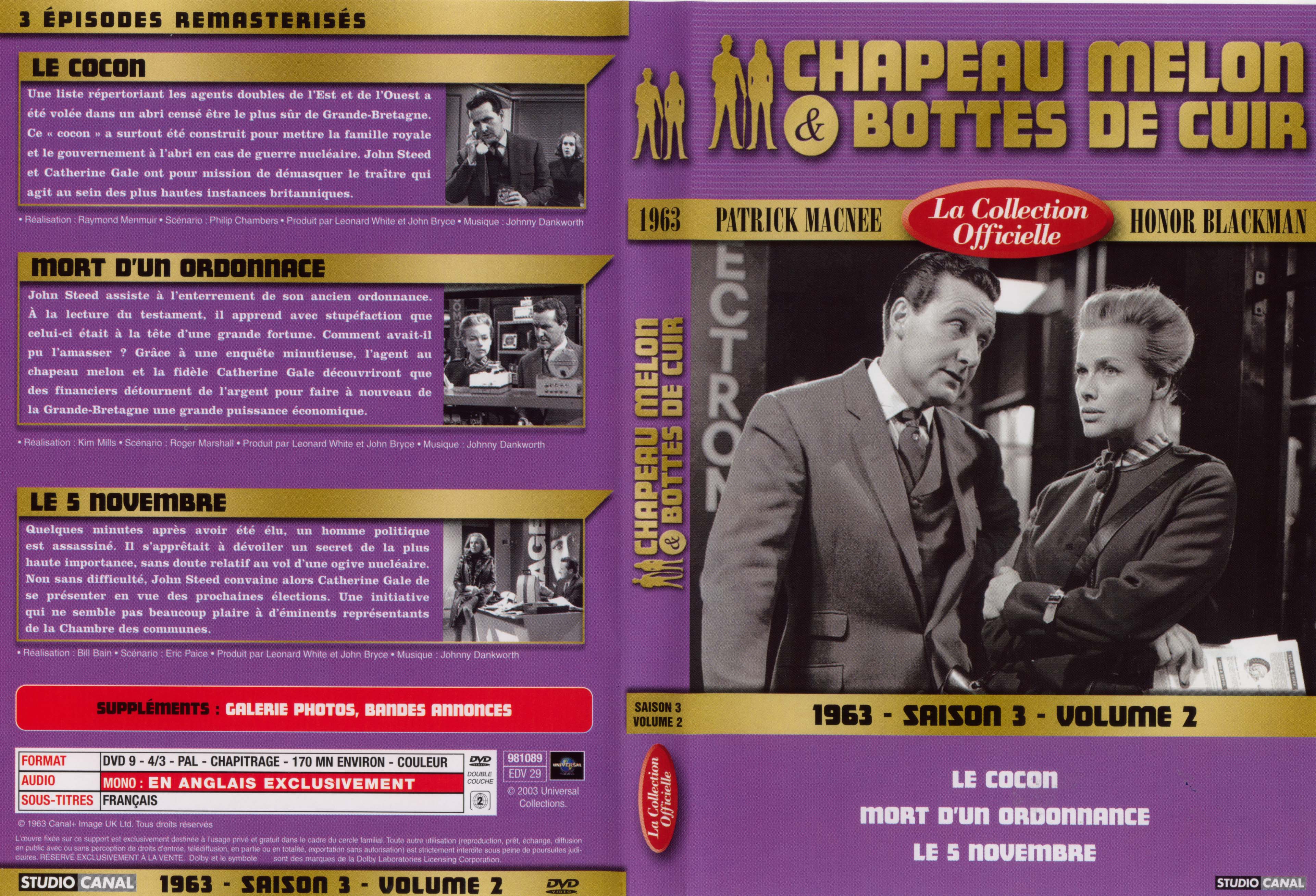 Jaquette DVD Chapeau melon et bottes de cuir 1963 saison 3 vol 2