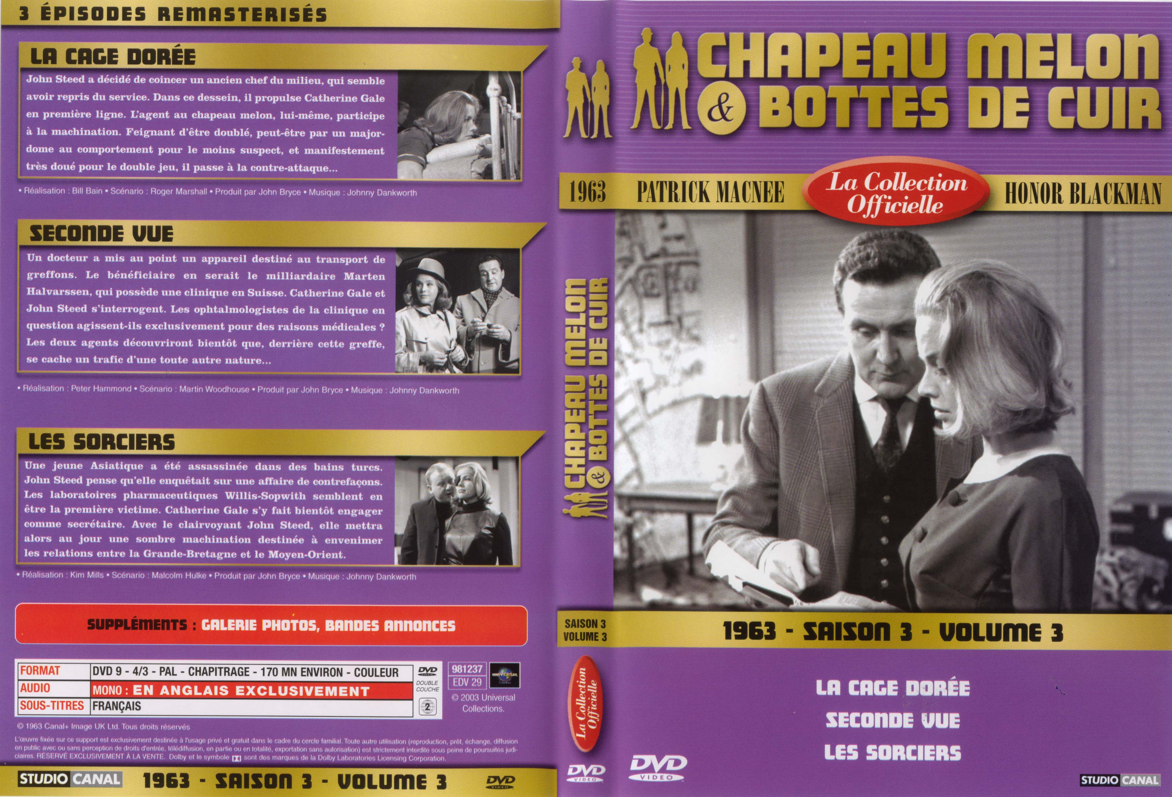 Jaquette DVD Chapeau melon et bottes de cuir 1963 saison 3 vol 3