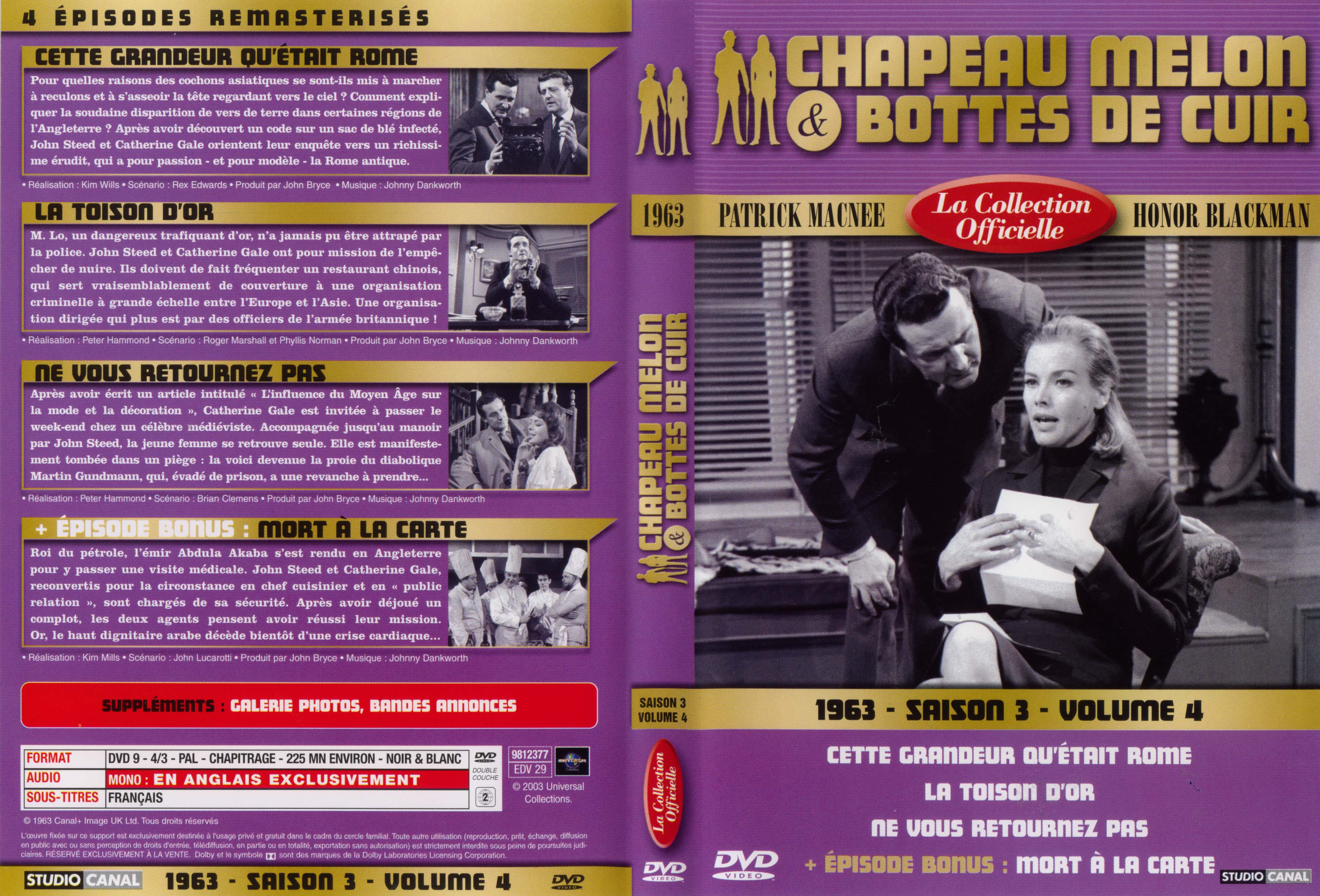 Jaquette DVD Chapeau melon et bottes de cuir 1963 saison 3 vol 4