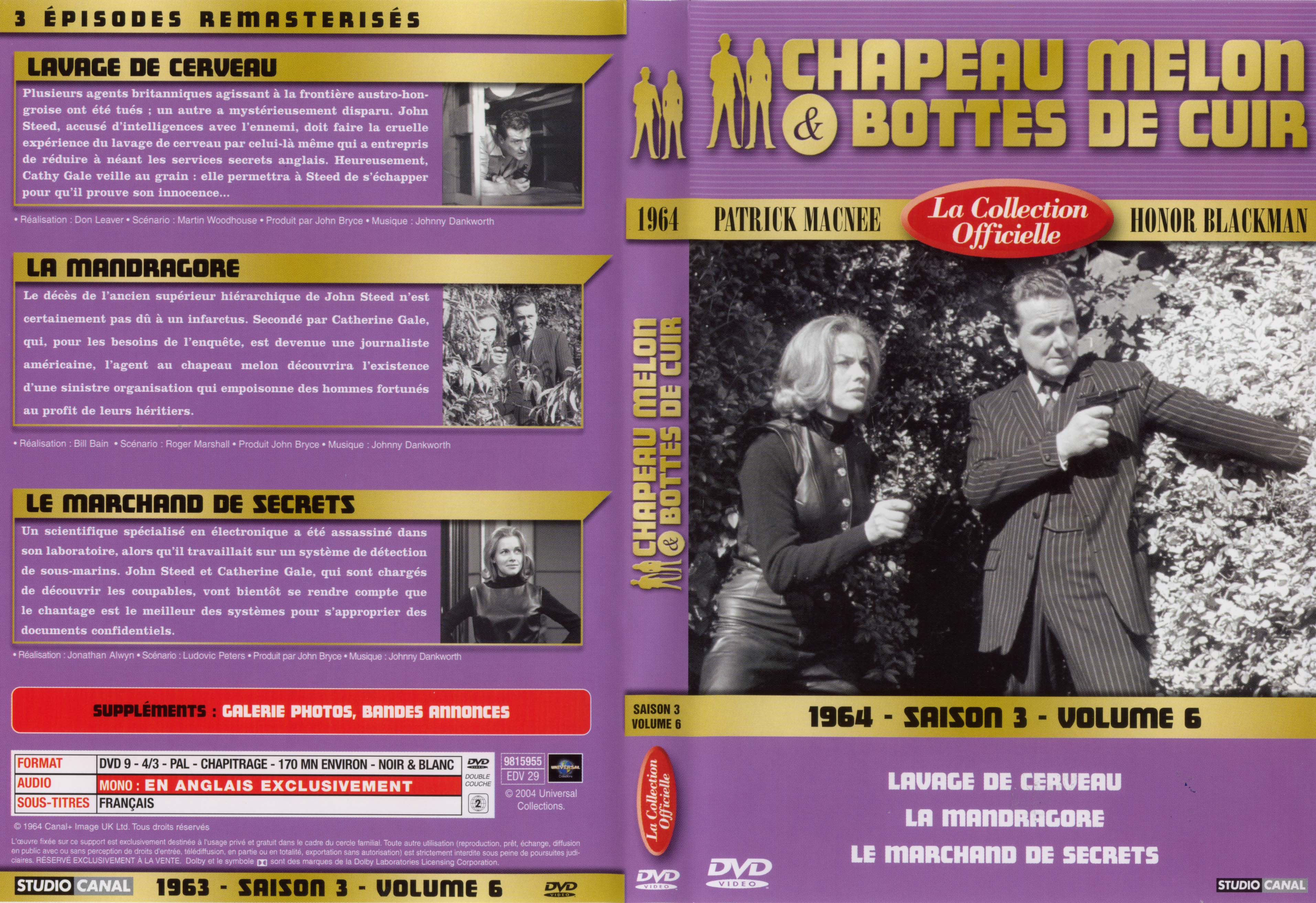 Jaquette DVD Chapeau melon et bottes de cuir 1964 saison 3 vol 6