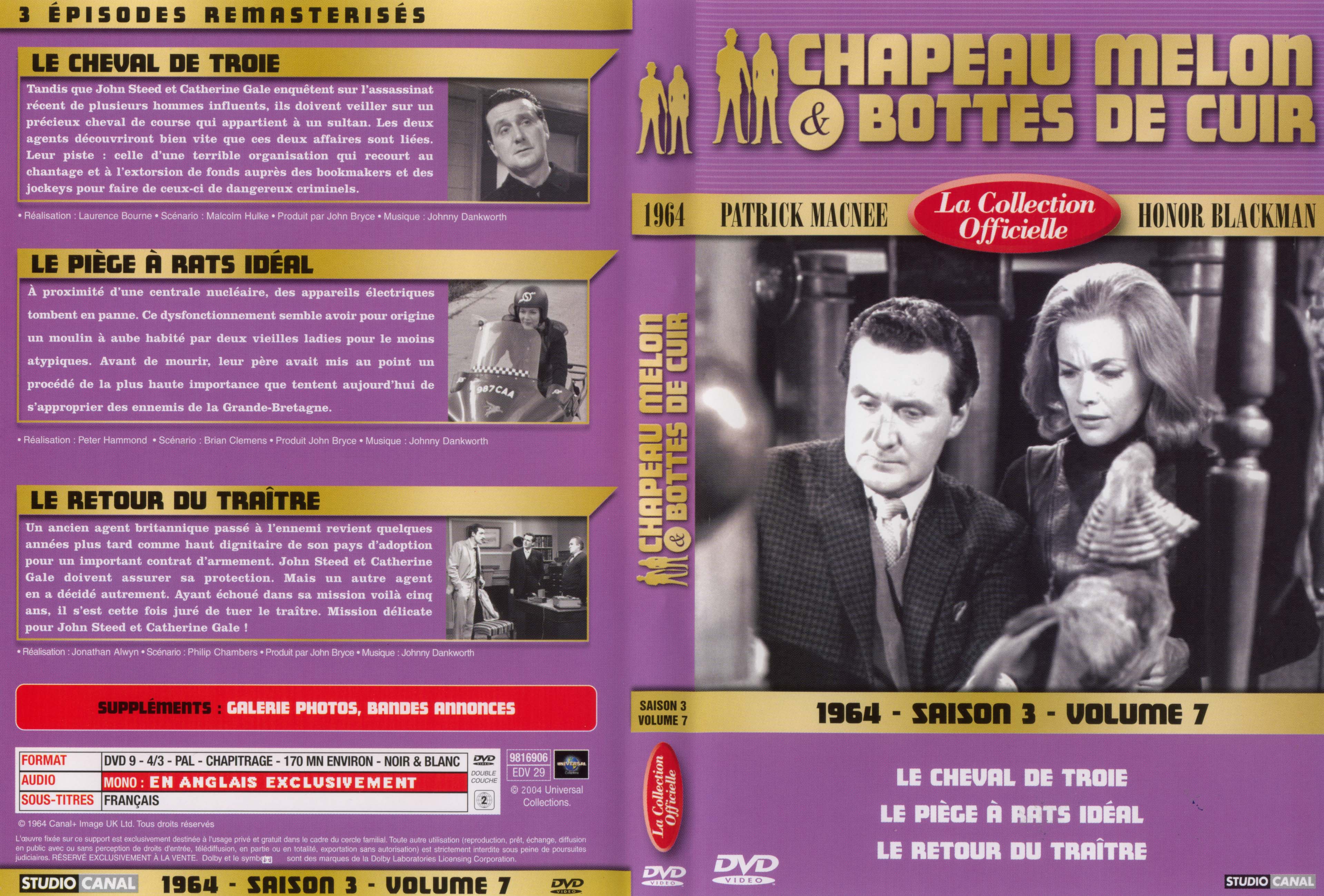 Jaquette DVD Chapeau melon et bottes de cuir 1964 saison 3 vol 7