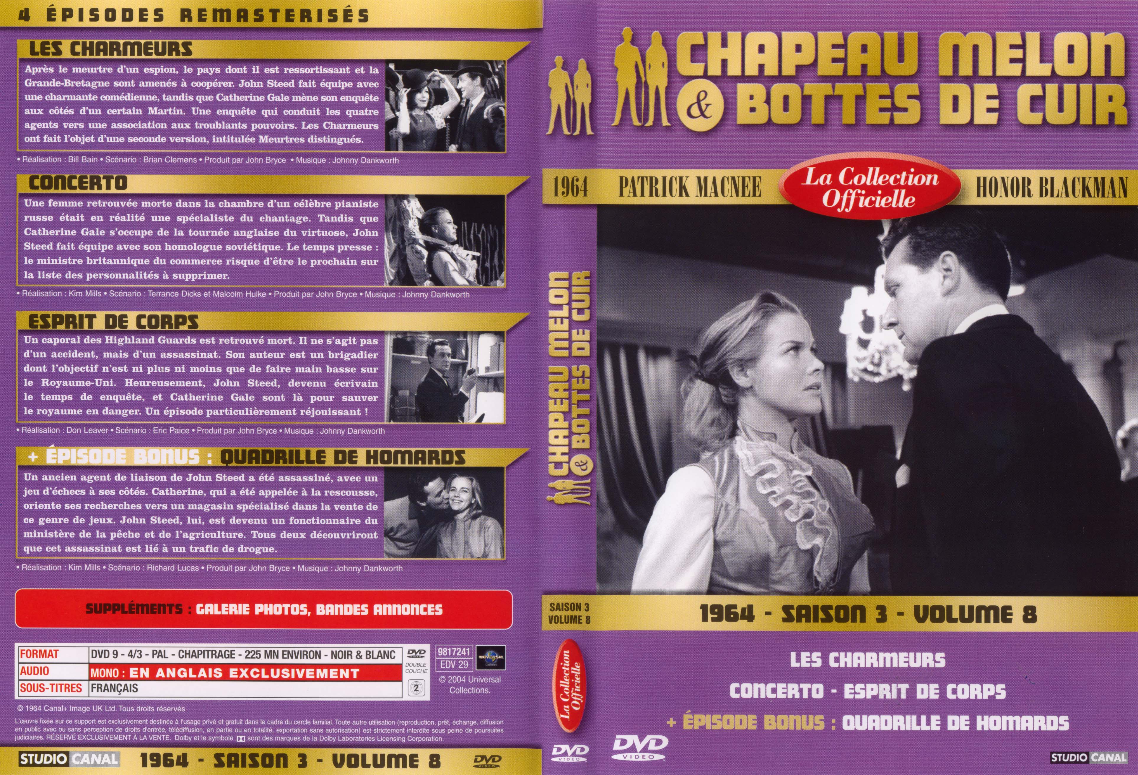 Jaquette DVD Chapeau melon et bottes de cuir 1964 saison 3 vol 8
