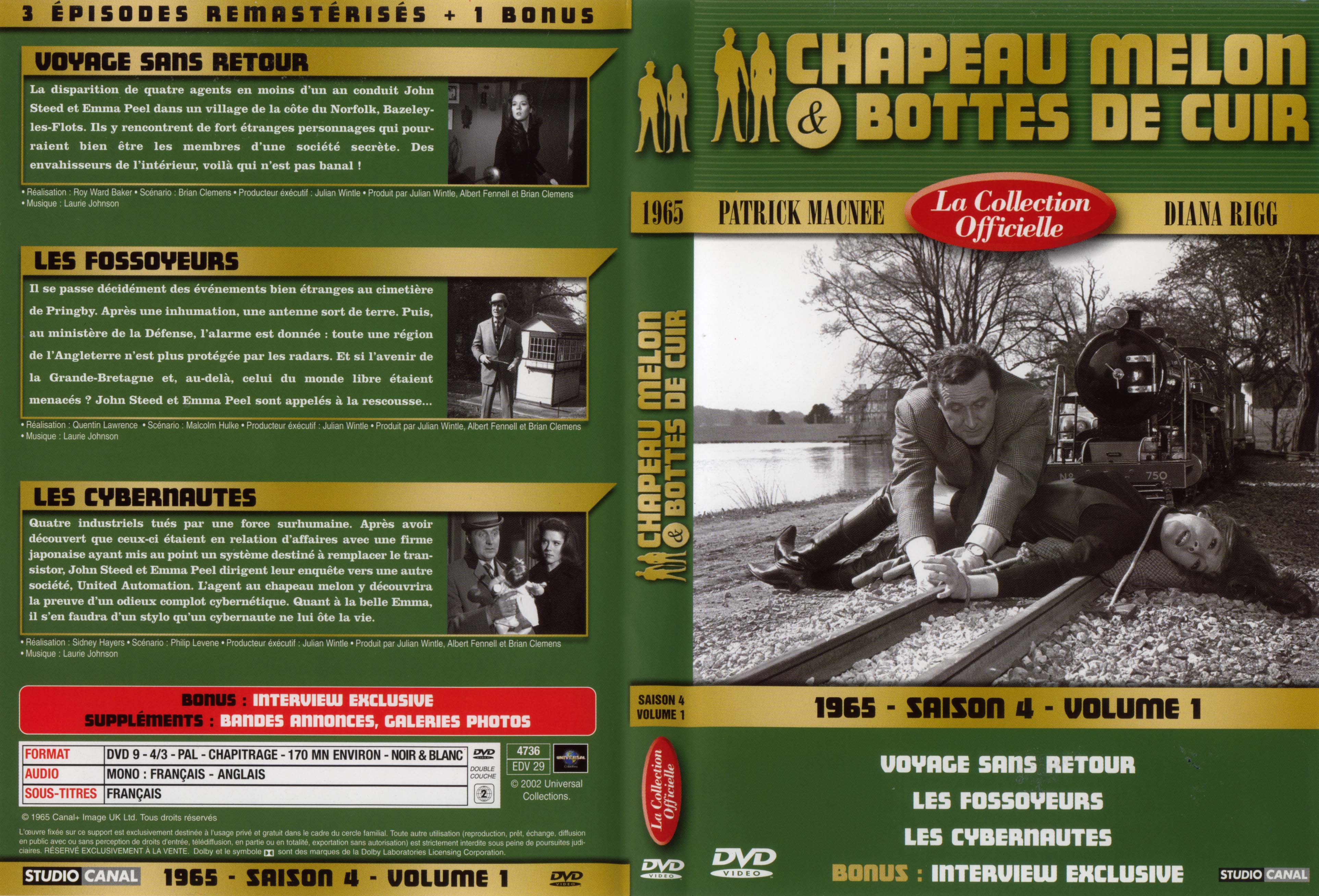 Jaquette DVD Chapeau melon et bottes de cuir 1965 saison 4 vol 1