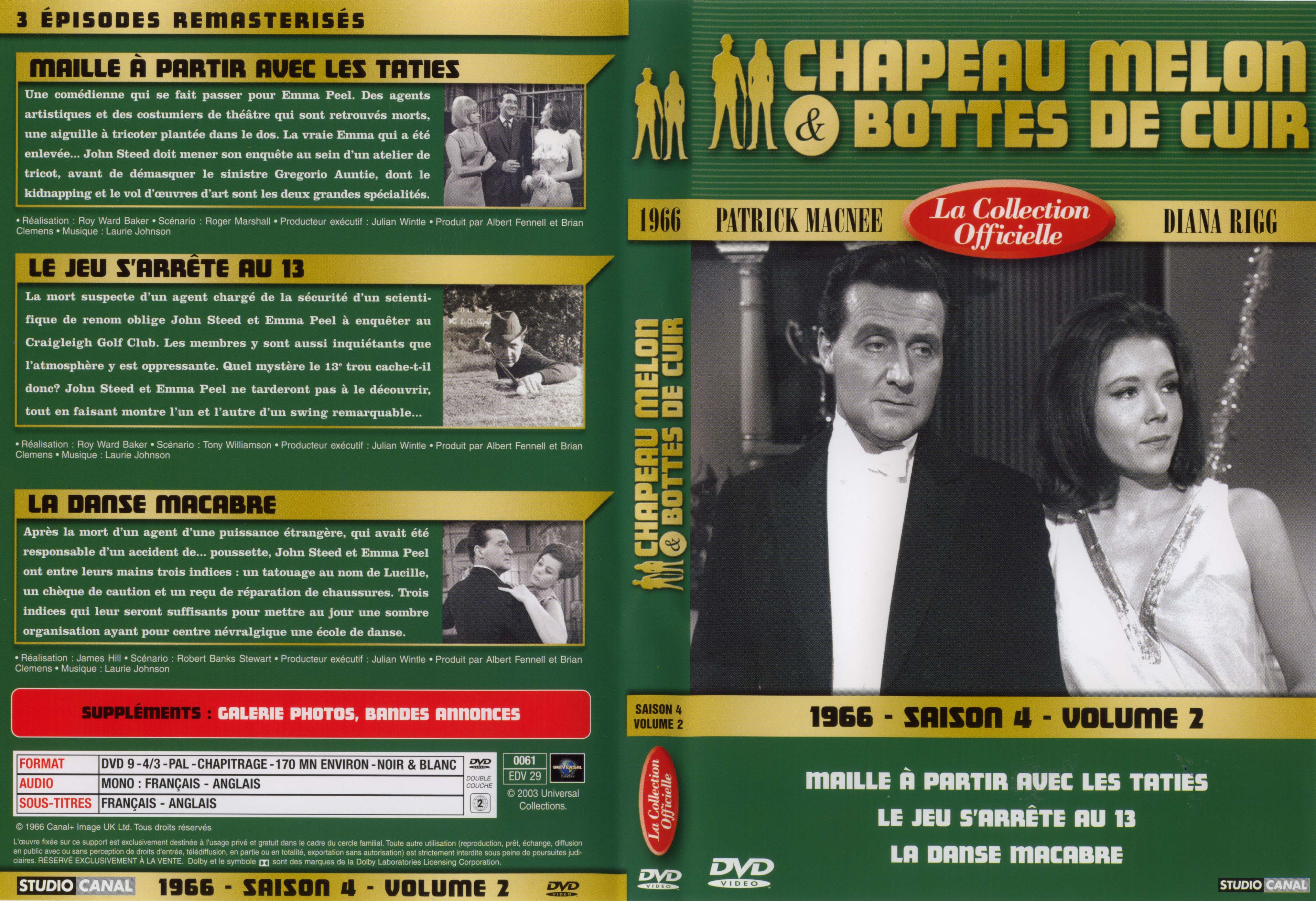 Jaquette DVD Chapeau melon et bottes de cuir 1966 saison 4 vol 2