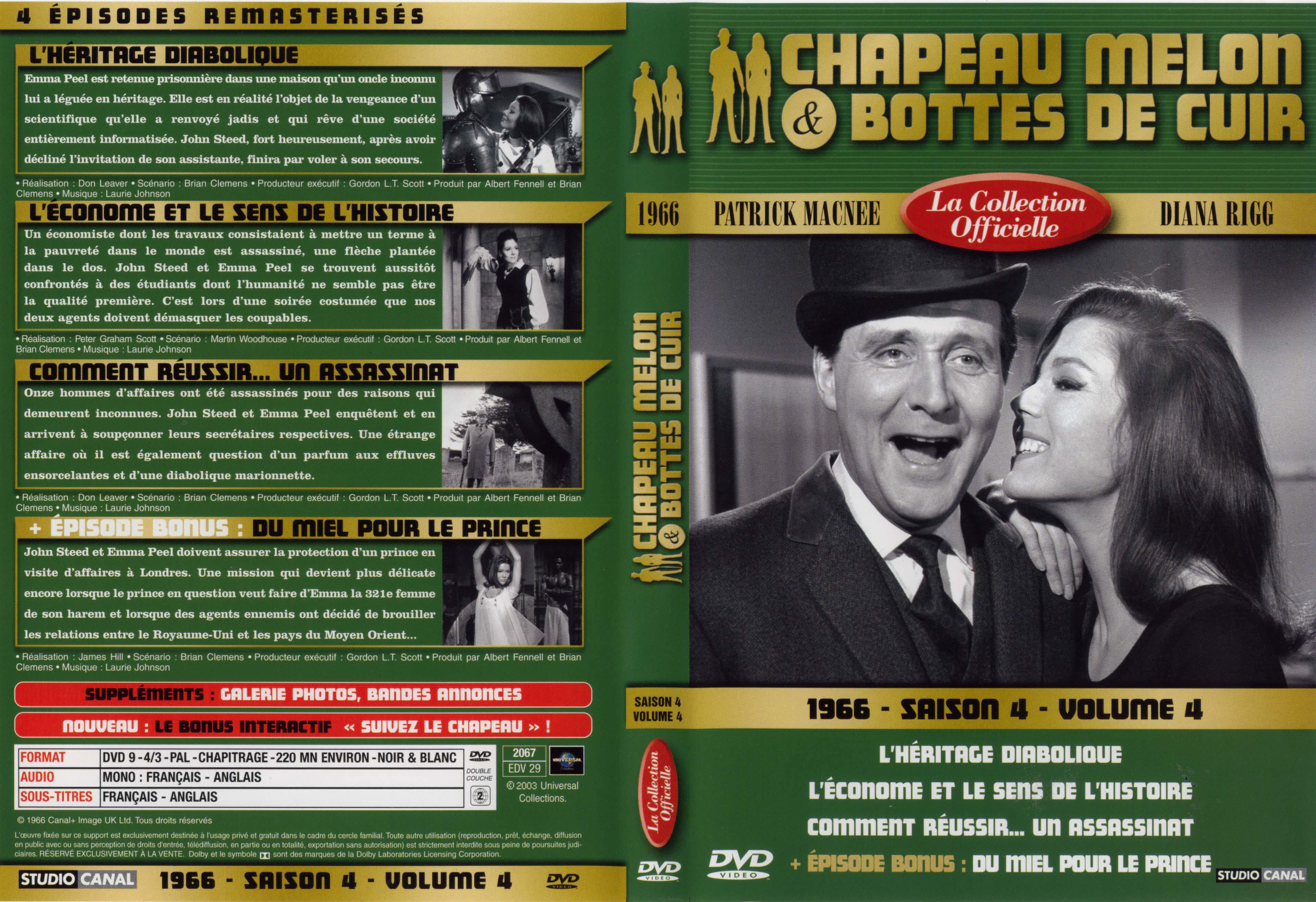 Jaquette DVD Chapeau melon et bottes de cuir 1966 saison 4 vol 4