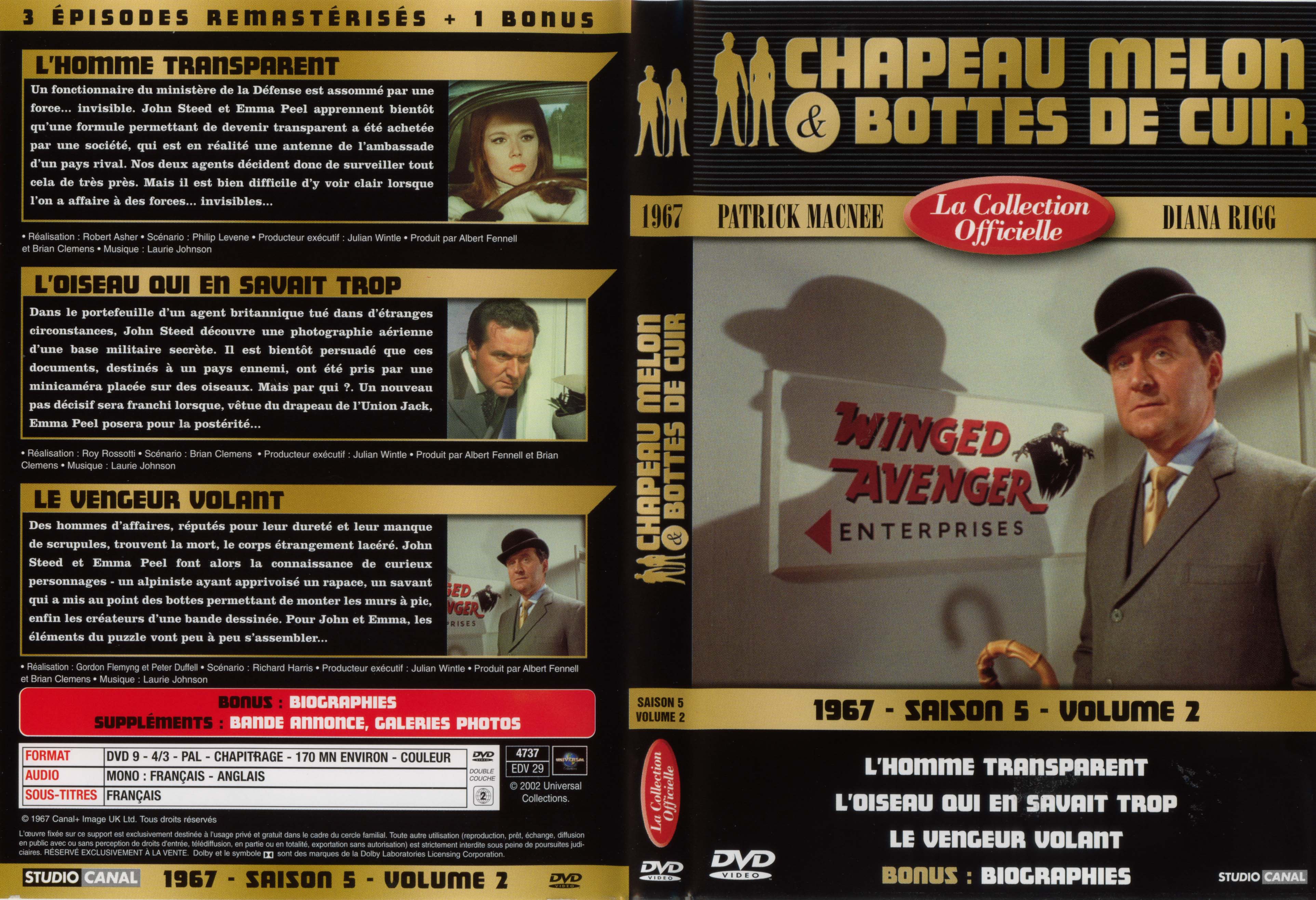 Jaquette DVD Chapeau melon et bottes de cuir 1967 saison 5 vol 2