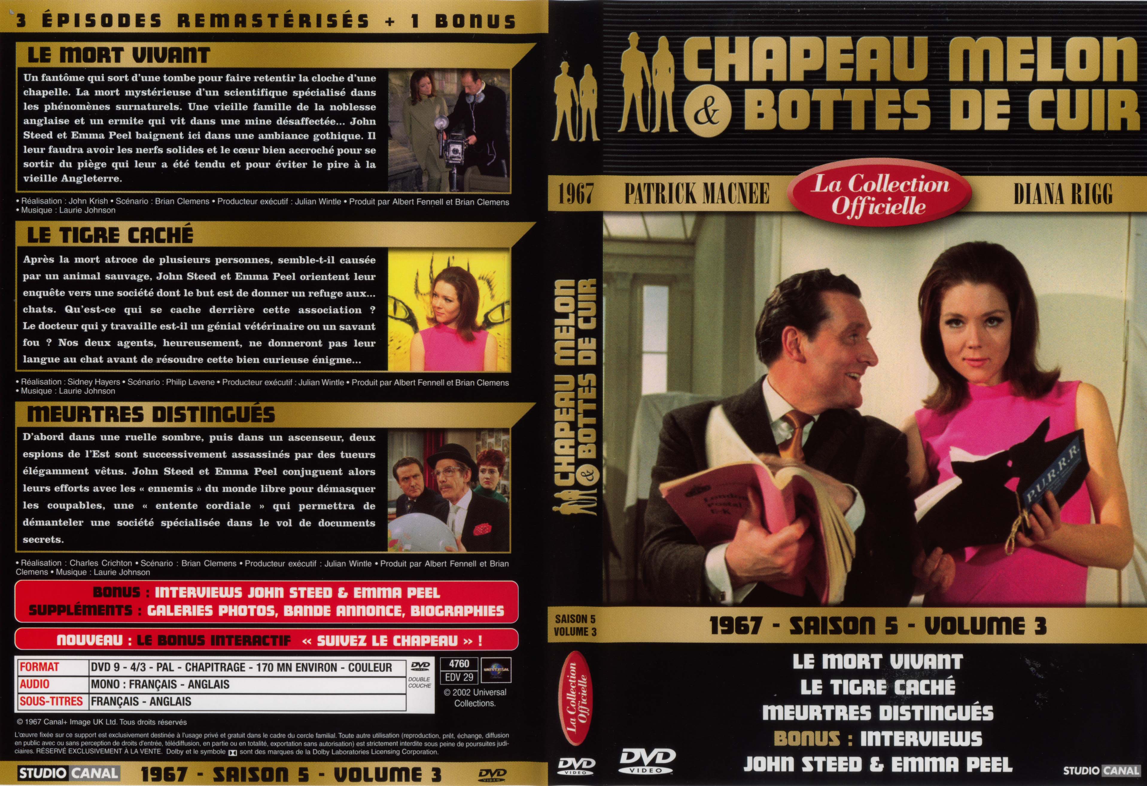 Jaquette DVD Chapeau melon et bottes de cuir 1967 saison 5 vol 3