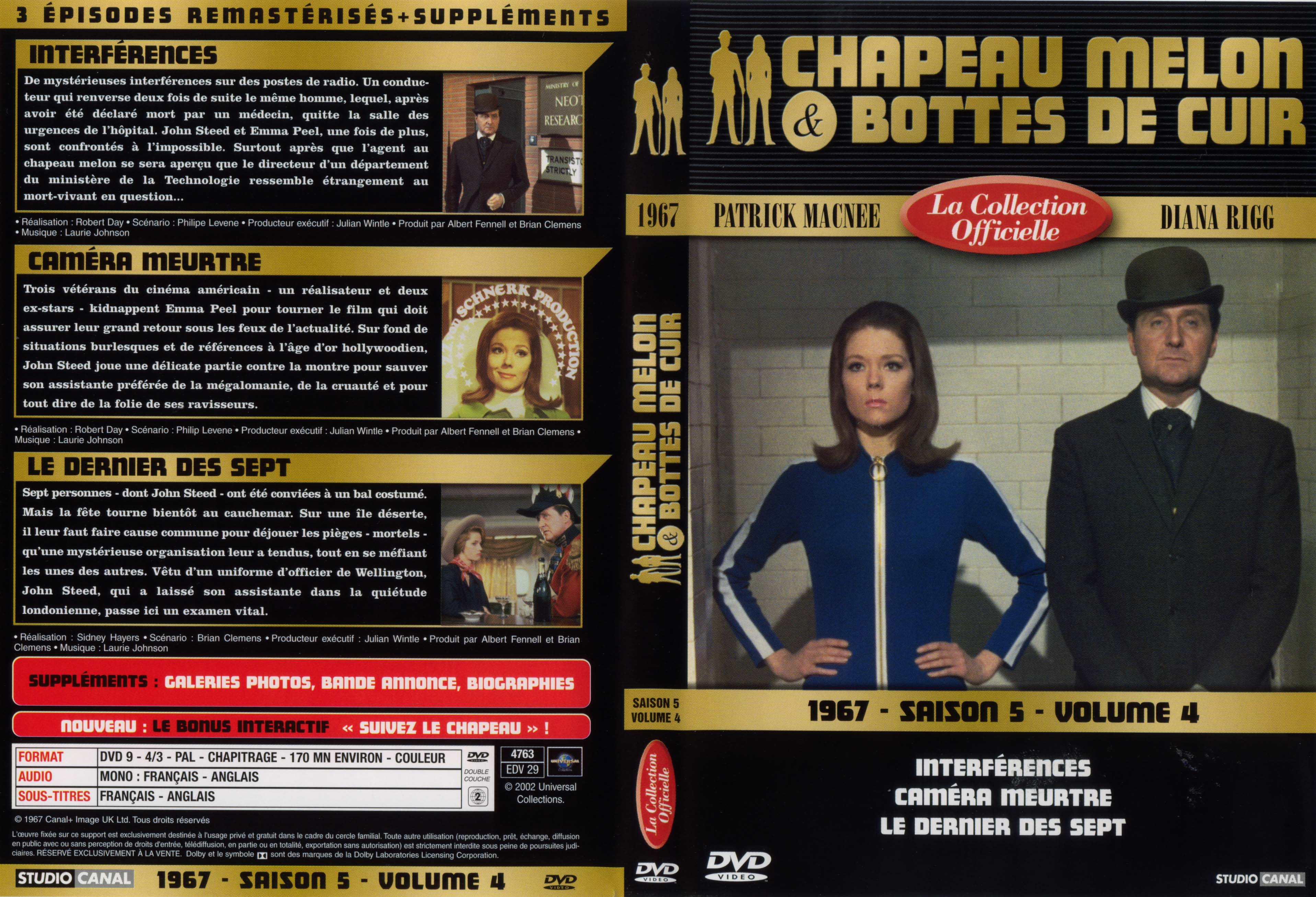 Jaquette DVD Chapeau melon et bottes de cuir 1967 saison 5 vol 4