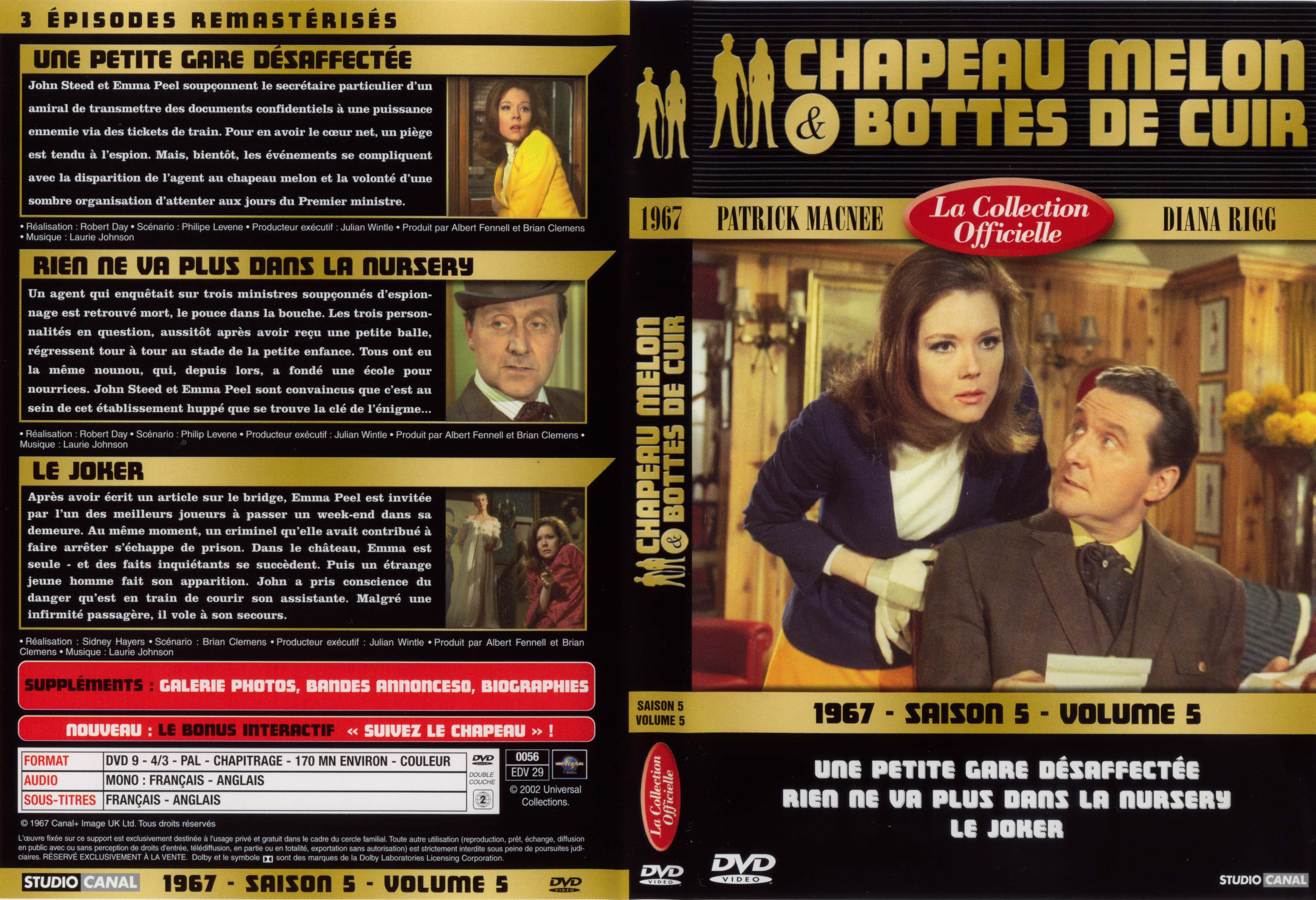 Jaquette DVD Chapeau melon et bottes de cuir 1967 saison 5 vol 5