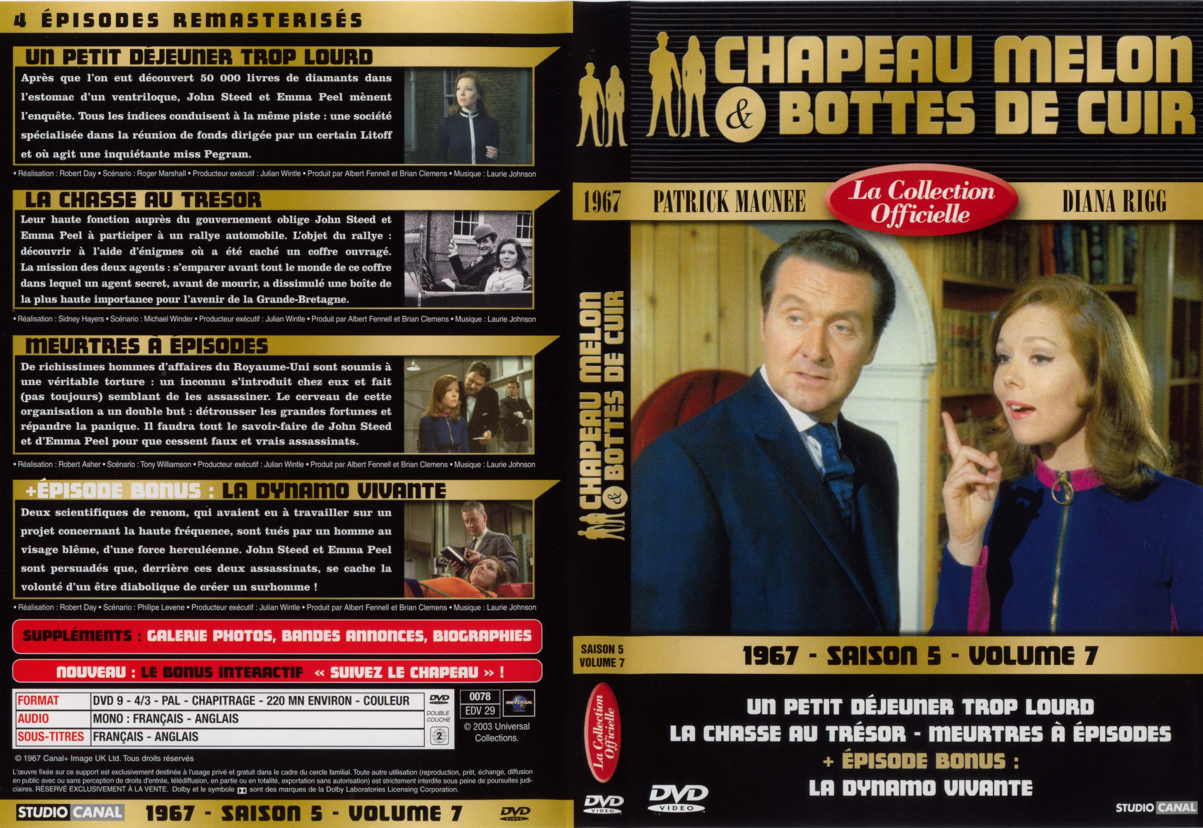 Jaquette DVD Chapeau melon et bottes de cuir 1967 saison 5 vol 7