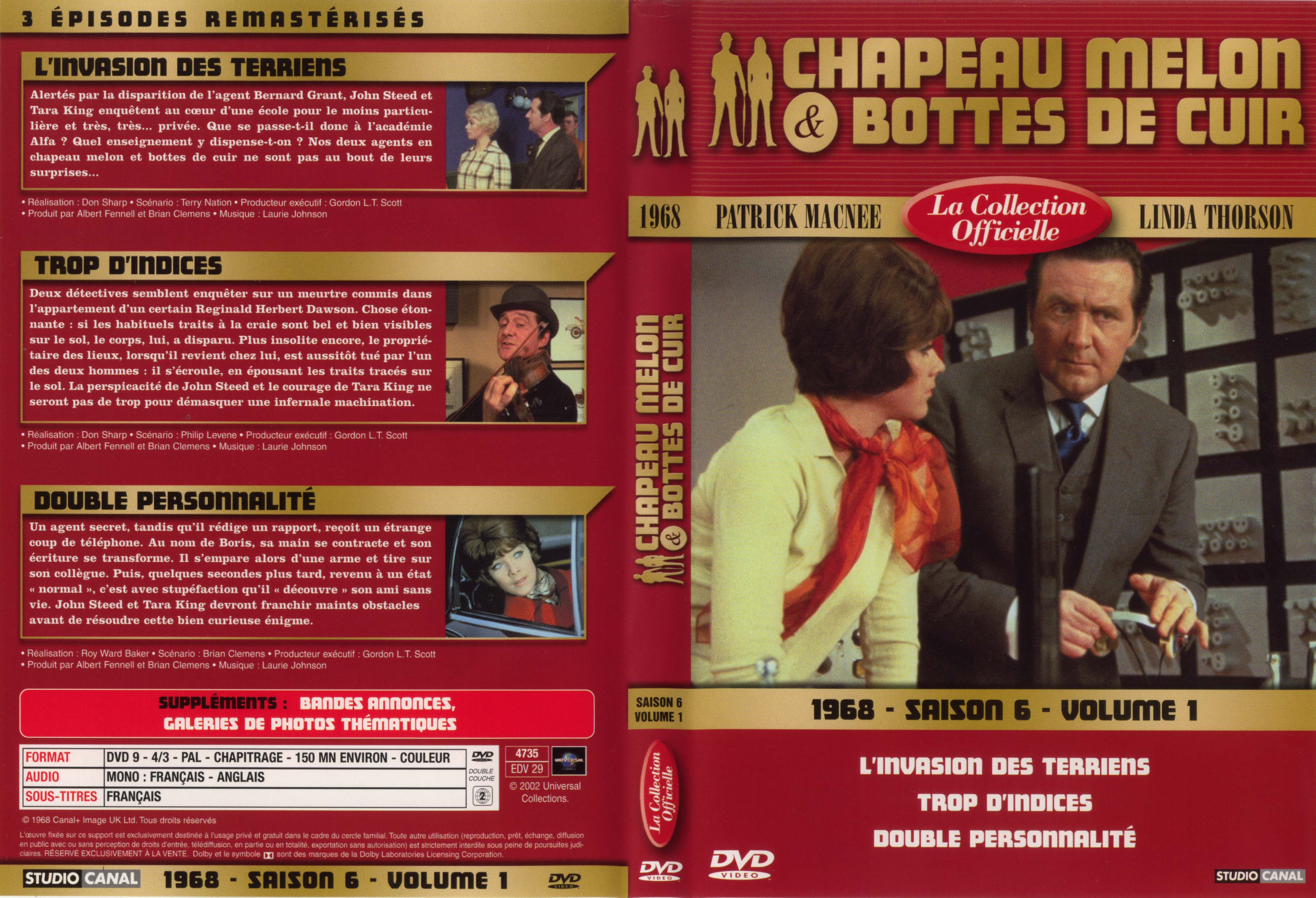 Jaquette DVD Chapeau melon et bottes de cuir 1968 saison 6 vol 1