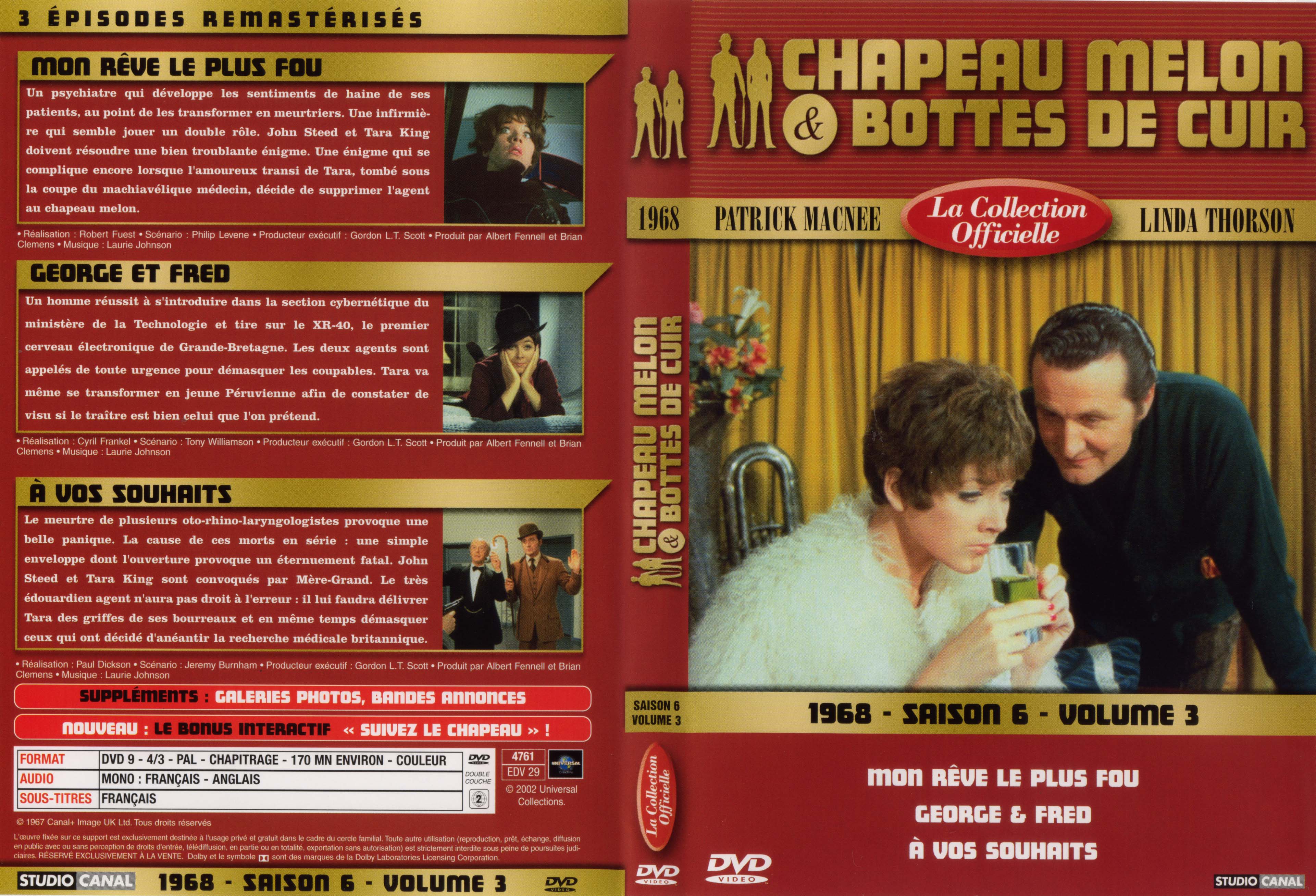 Jaquette DVD Chapeau melon et bottes de cuir 1968 saison 6 vol 3