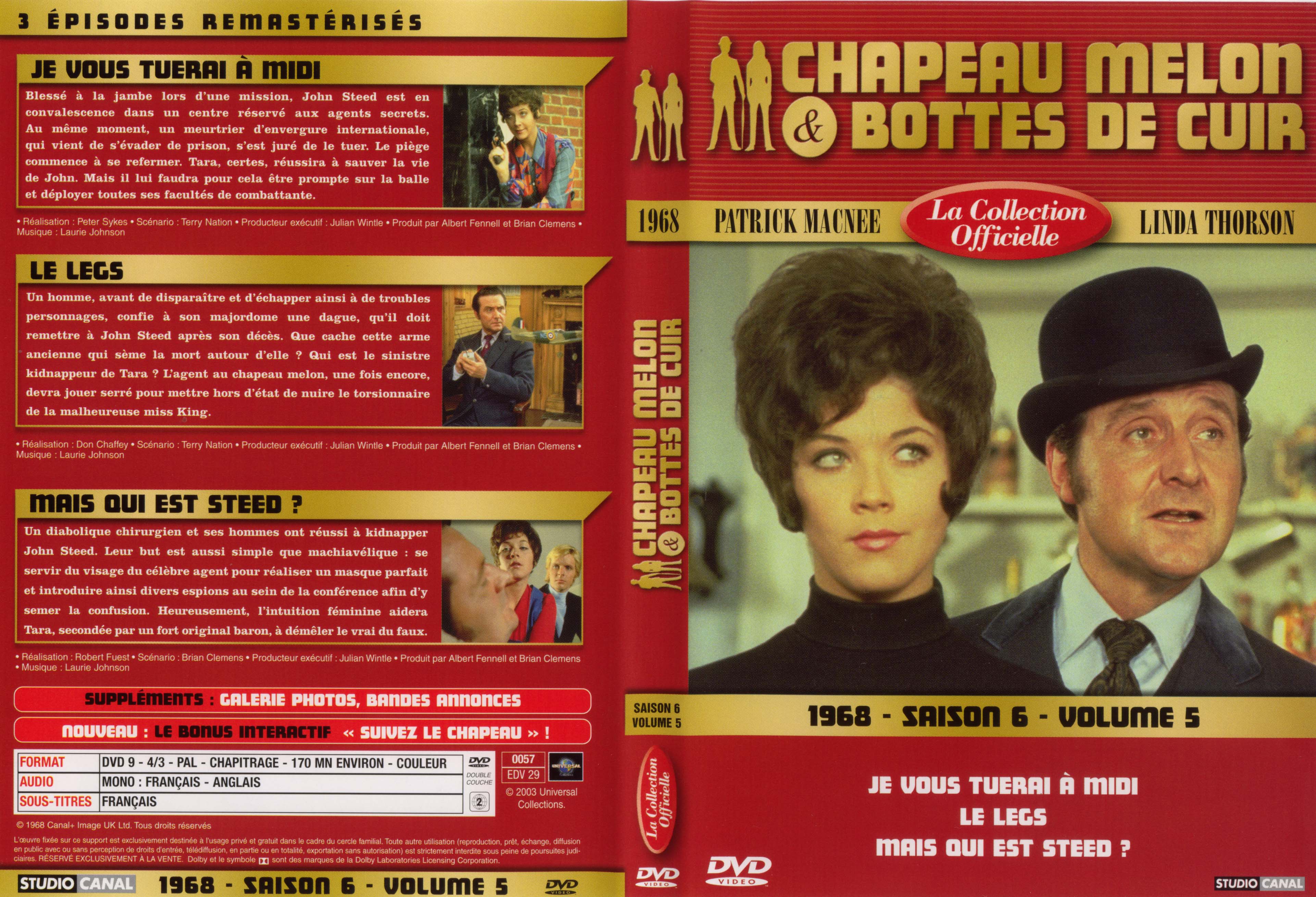 Jaquette DVD Chapeau melon et bottes de cuir 1968 saison 6 vol 5