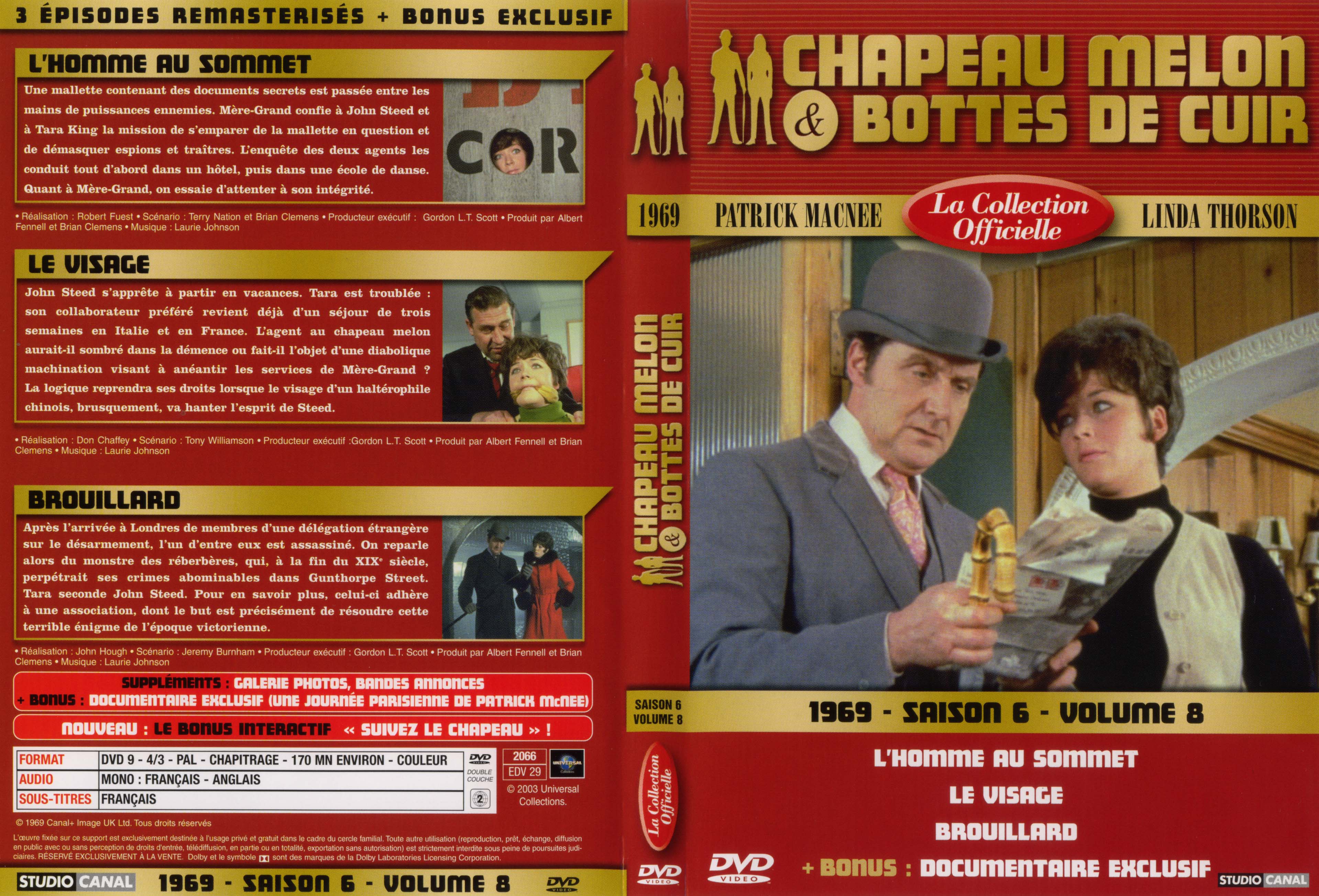 Jaquette DVD Chapeau melon et bottes de cuir 1969 saison 6 vol 8