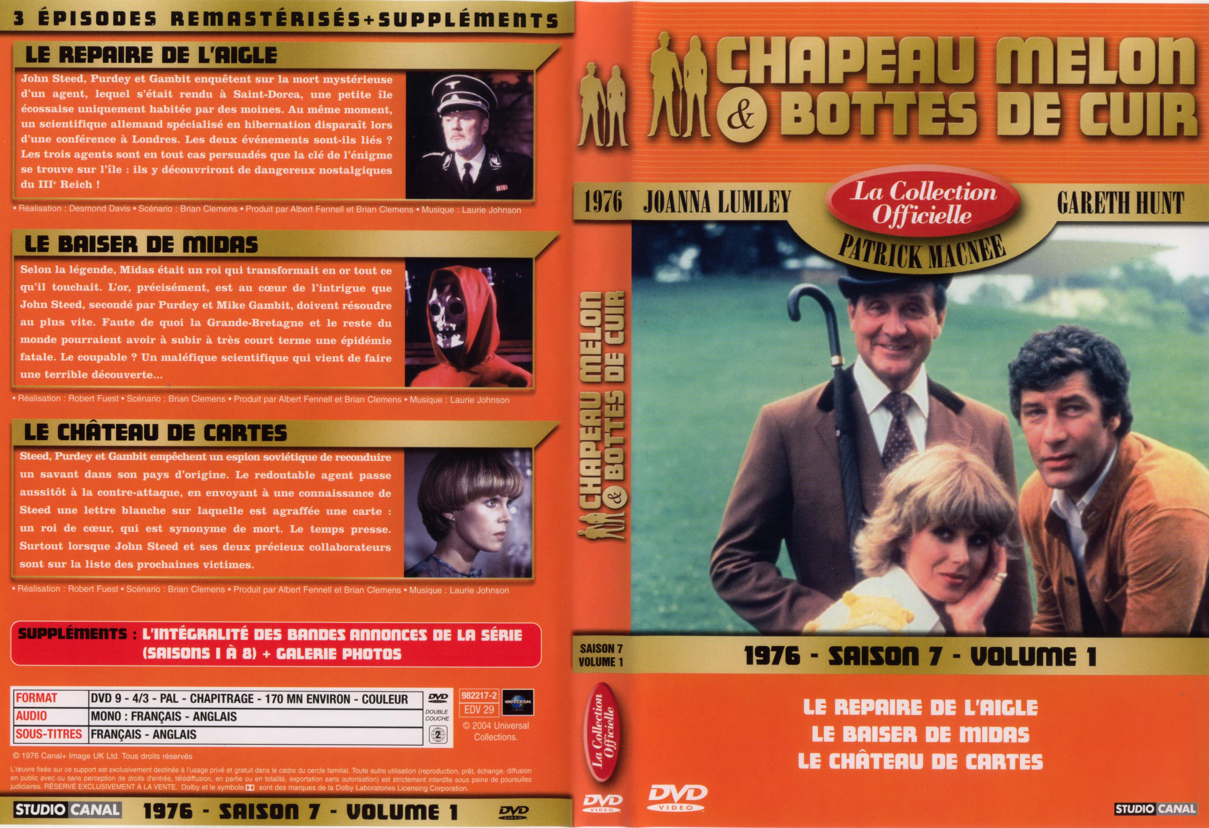 Jaquette DVD Chapeau melon et bottes de cuir 1976 saison 7 vol 1