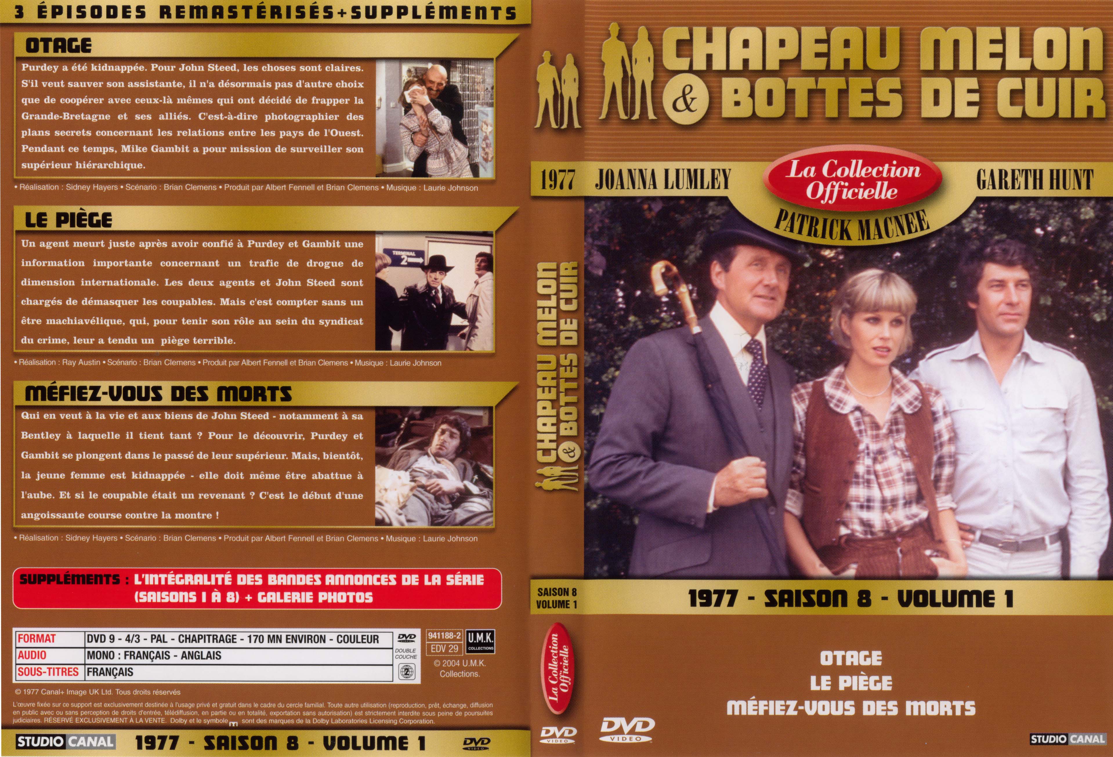 Jaquette DVD Chapeau melon et bottes de cuir 1977 saison 8 vol 1