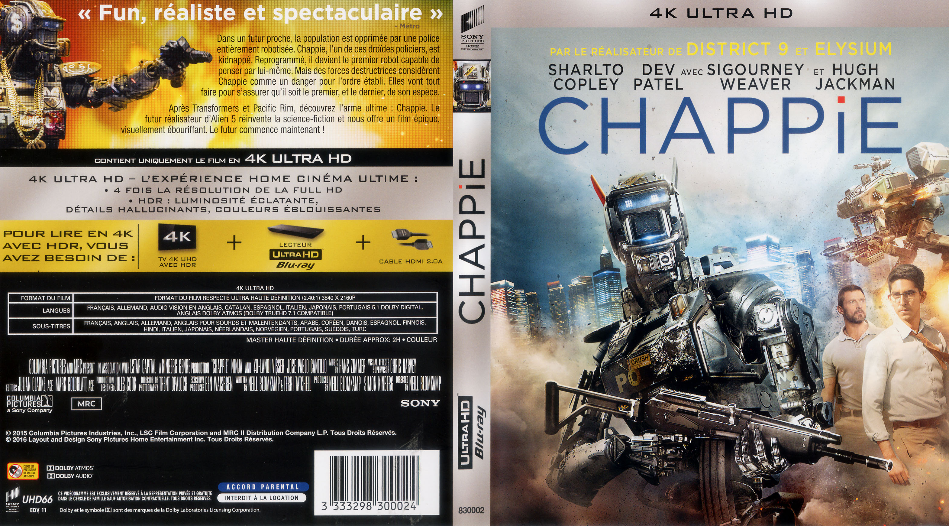 Jaquette DVD Chappie 4K (BLU-RAY)