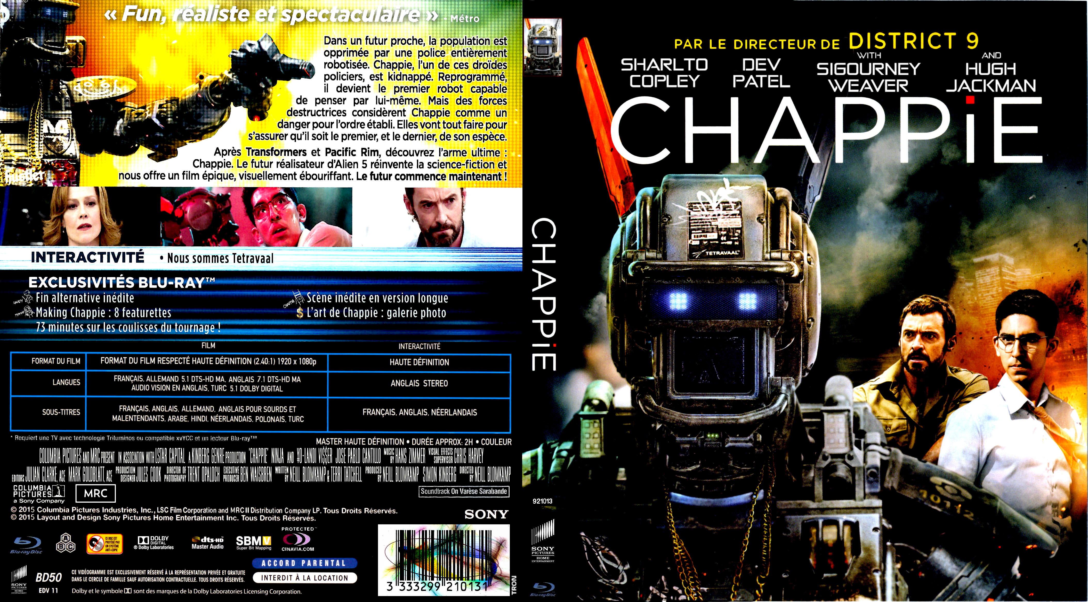 Jaquette DVD Chappie custom (BLU-RAY) v2